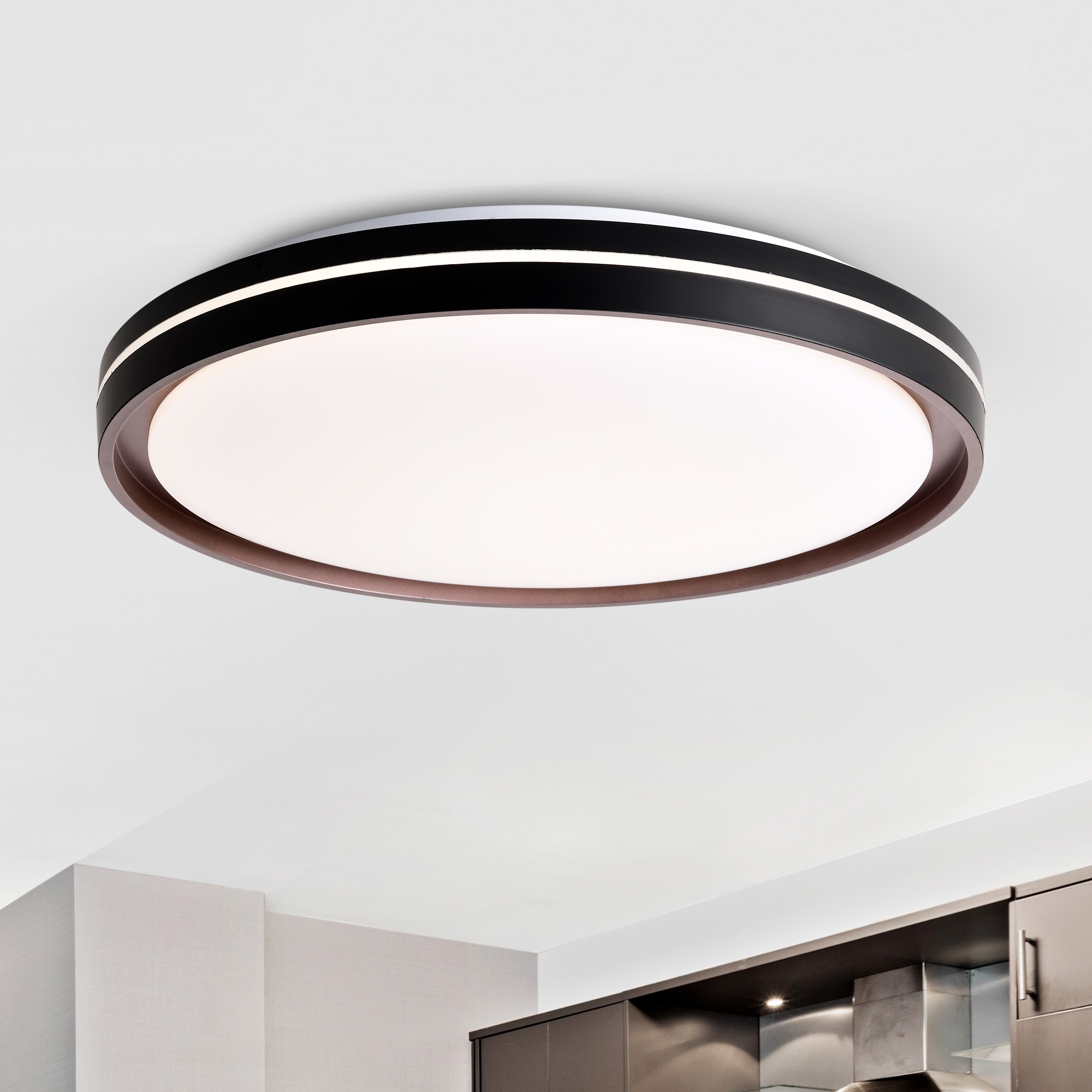 LTMATE LSX1004 JAZAVA 1 -Light 15.75-in Gloss Black Flush Mount Light