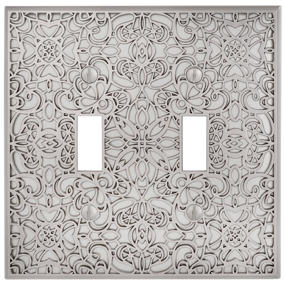 Amerelle 73TTN 2 -Gang Specialty Size Satin Nickel Metal Indoor Toggle Wall Plate