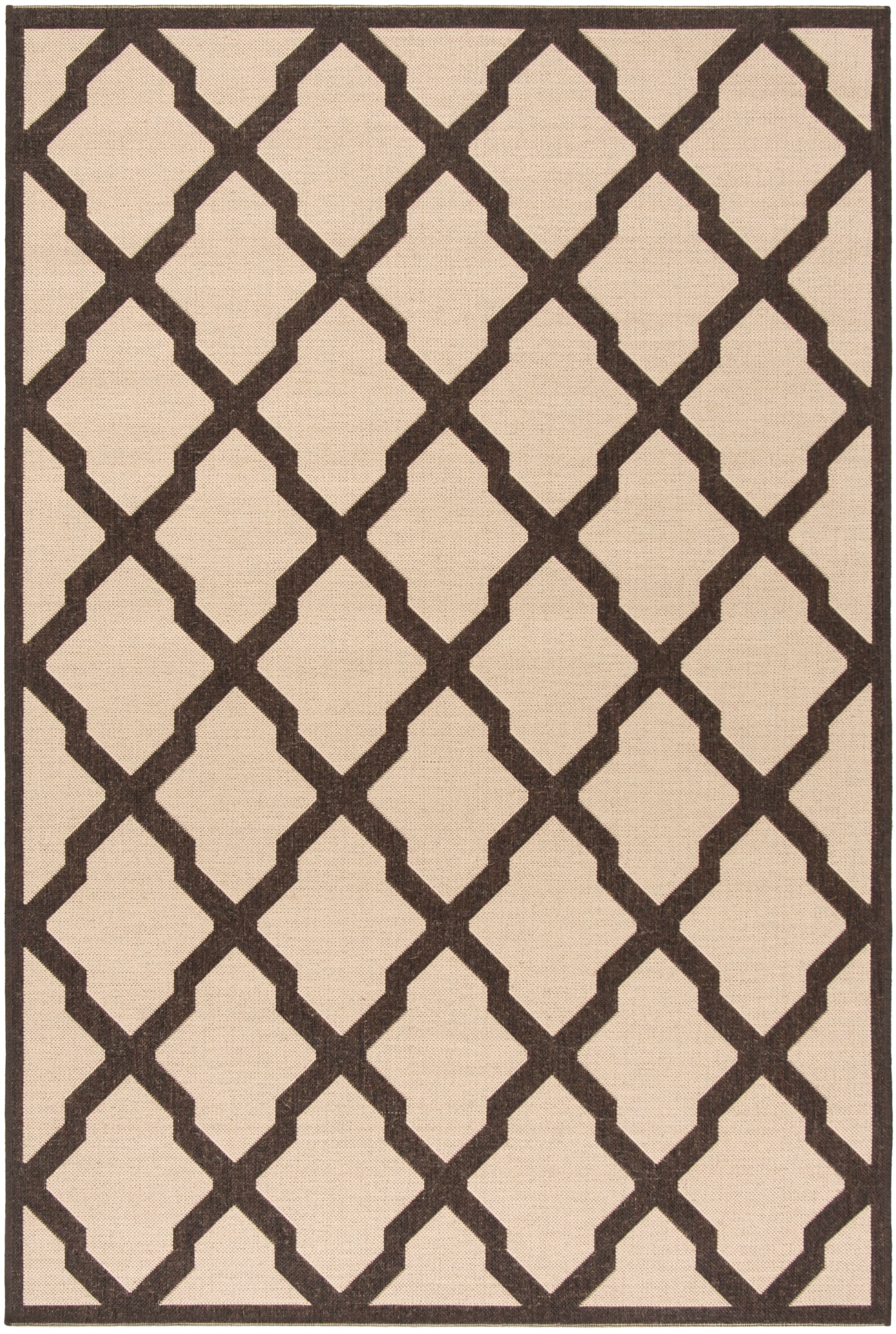 Safavieh LND122U-5 Linden Adamantini 5 x 8 (ft) Loomed Polypropylene Creme/Brown Rectangular Indoor Trellis Bohemian/Eclectic Area rug