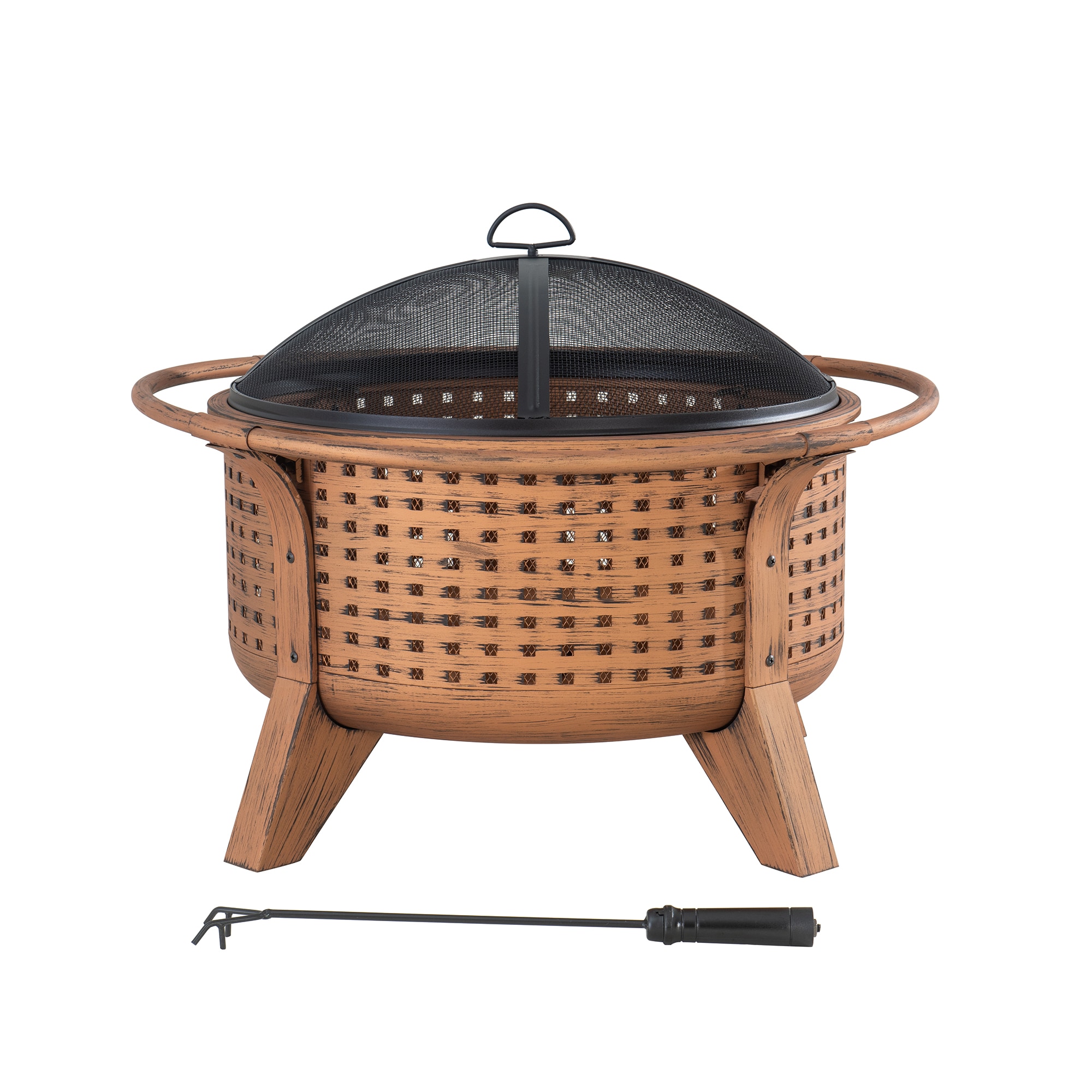 Sunjoy A301026800 30-in W Copper/Black Steel Wood-Burning Fire Pit