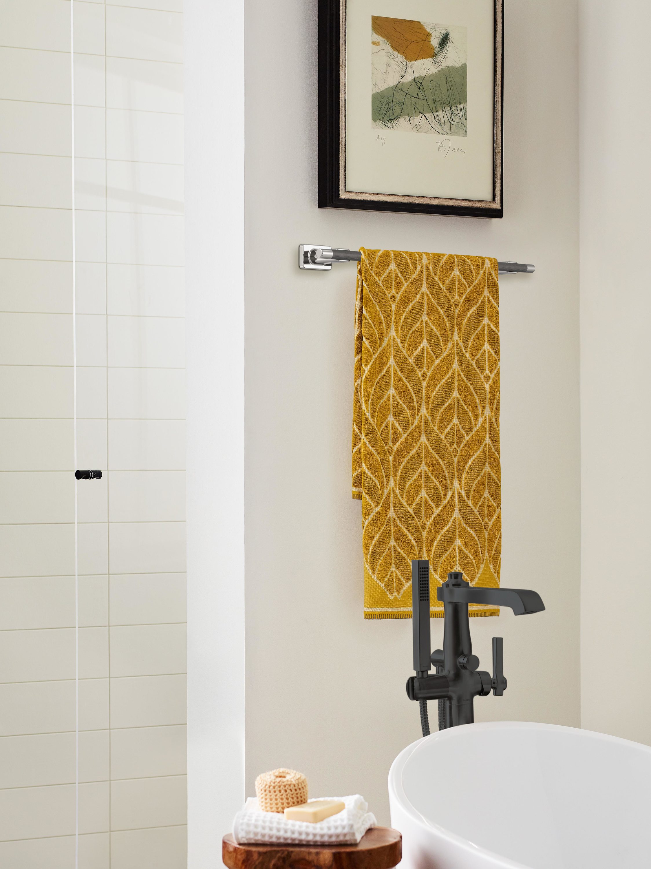 Polished Nickel and Gunmetal 18-Inch Wall Mounted Towel Bar