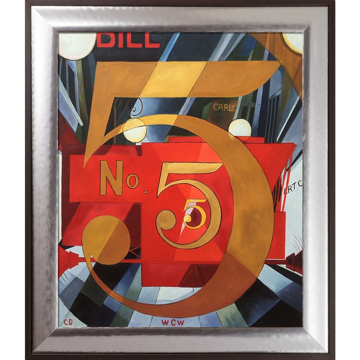La Pastiche 688576800448 I Saw the Figure 5 in Gold Charles Demuth Steel/Natural Wood Framed 29.25-Inches H x 25.25-Inches W Abstract Canvas Hand-Painted Painting