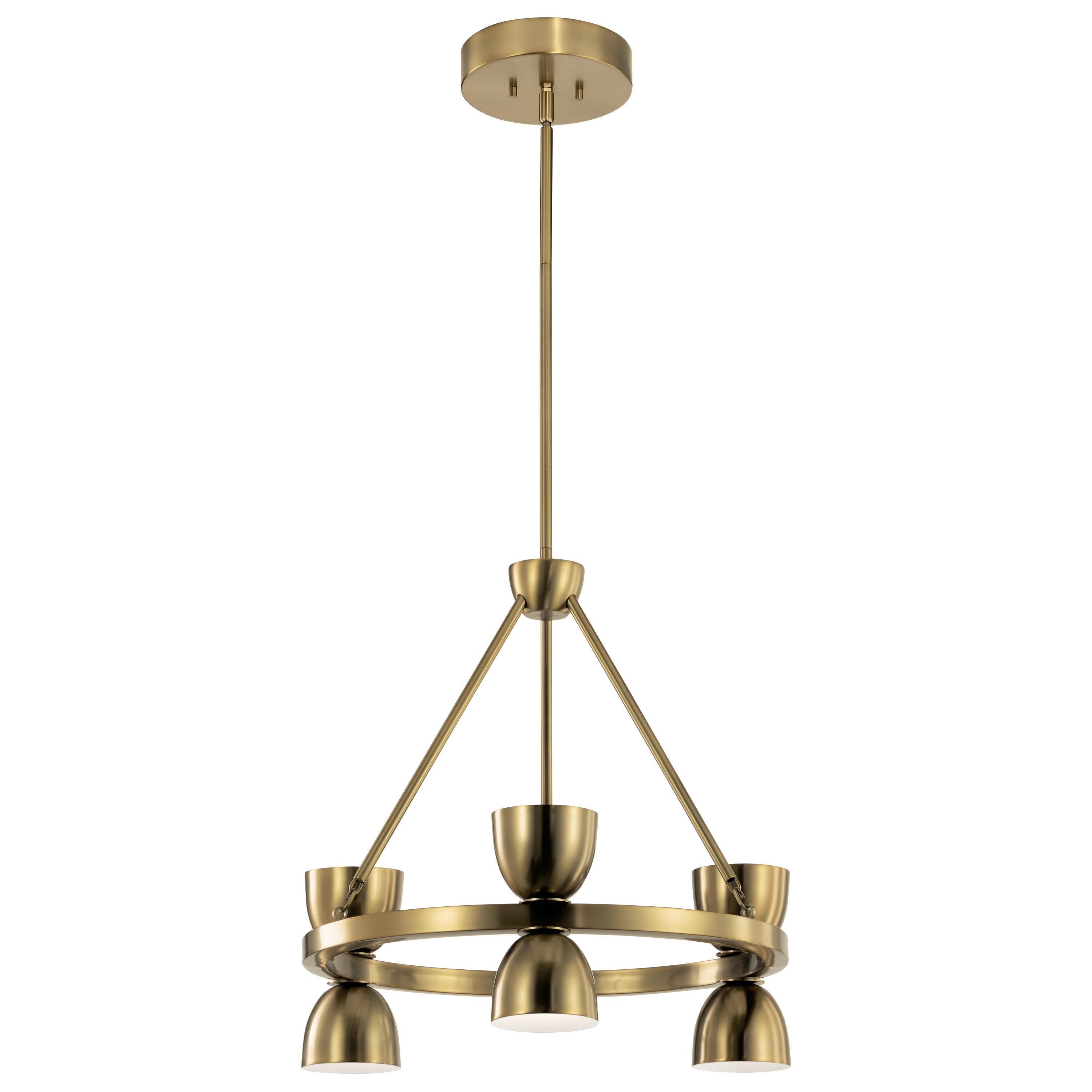 Kichler 52417BNBLED Baland 6 -Light Brushed Brass Mid-century Integrated LED For Use in Bedrooms, Dining Rooms, Foyers, Kitchens, Living Rooms Chandelier