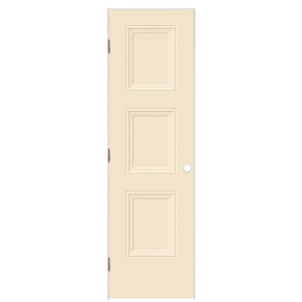 Masonite 5071785 30-in x 80-in Cream N Sugar Solid core 3-panel equal Left hand Smooth Prefinished Molded composite Flat Jamb Single Prehung Interior Door