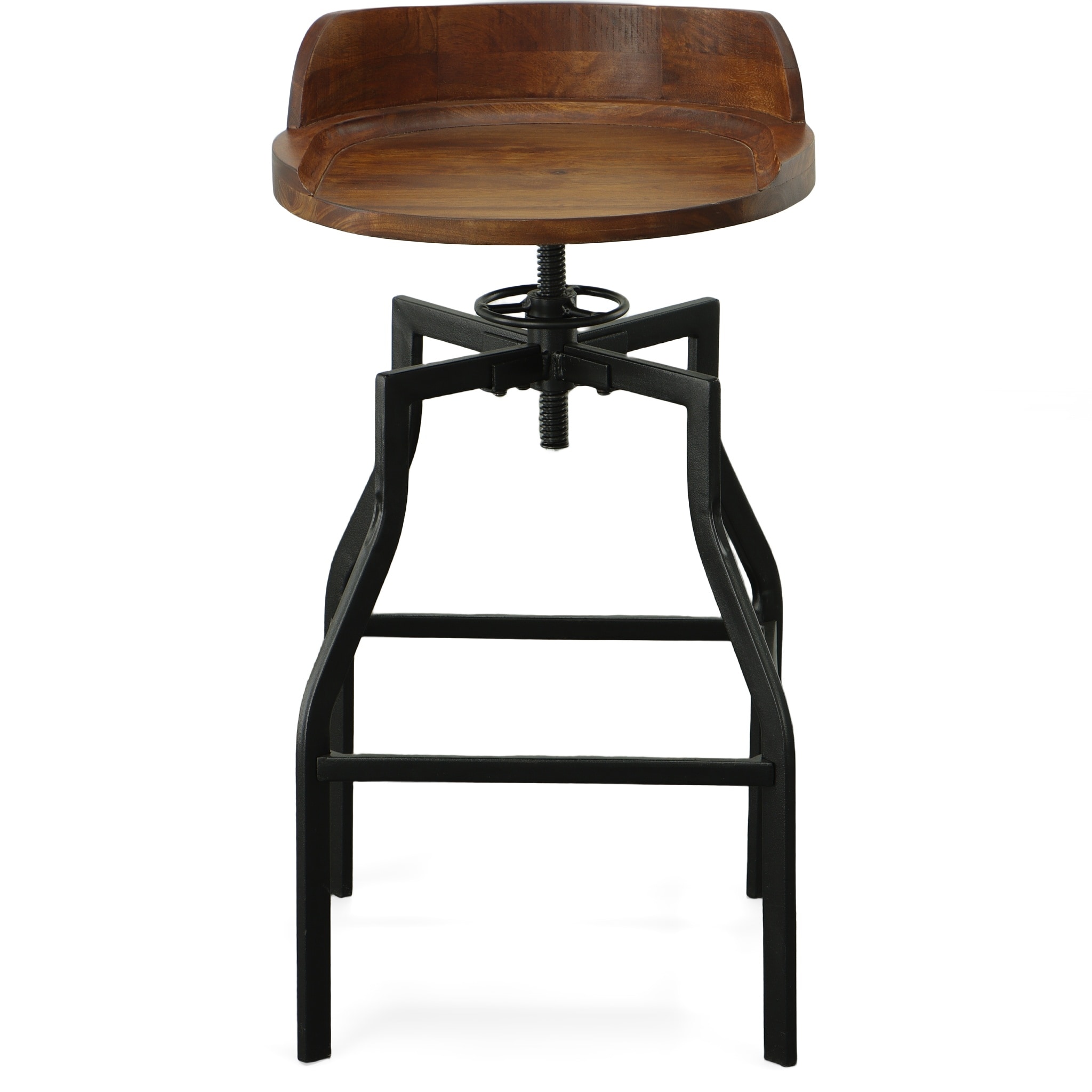 Chestnut Adjustable Backless Wood and Metal Bar Stool