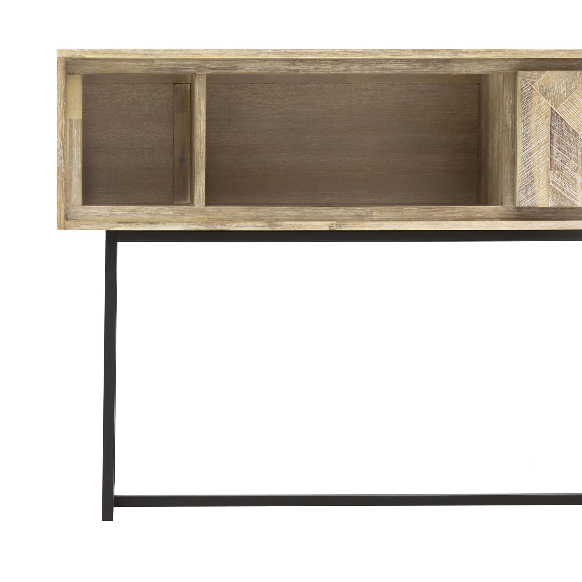 Transitional Beige Acacia Wood Console Table with Storage
