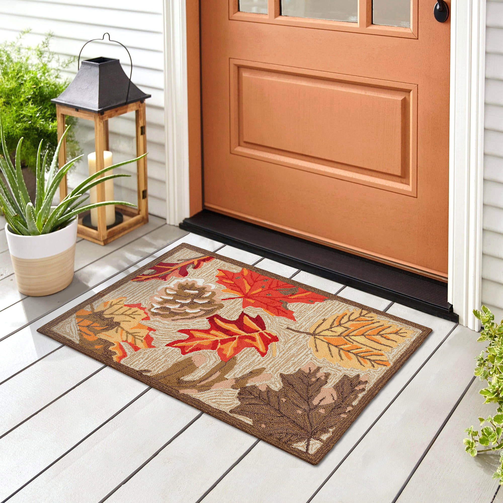 Liora Manne RVL23230412 Ravella 2 x 3 (ft) Tufted Polypropylene Natural Rectangular Indoor/Outdoor Floral/Botanical Throw rug