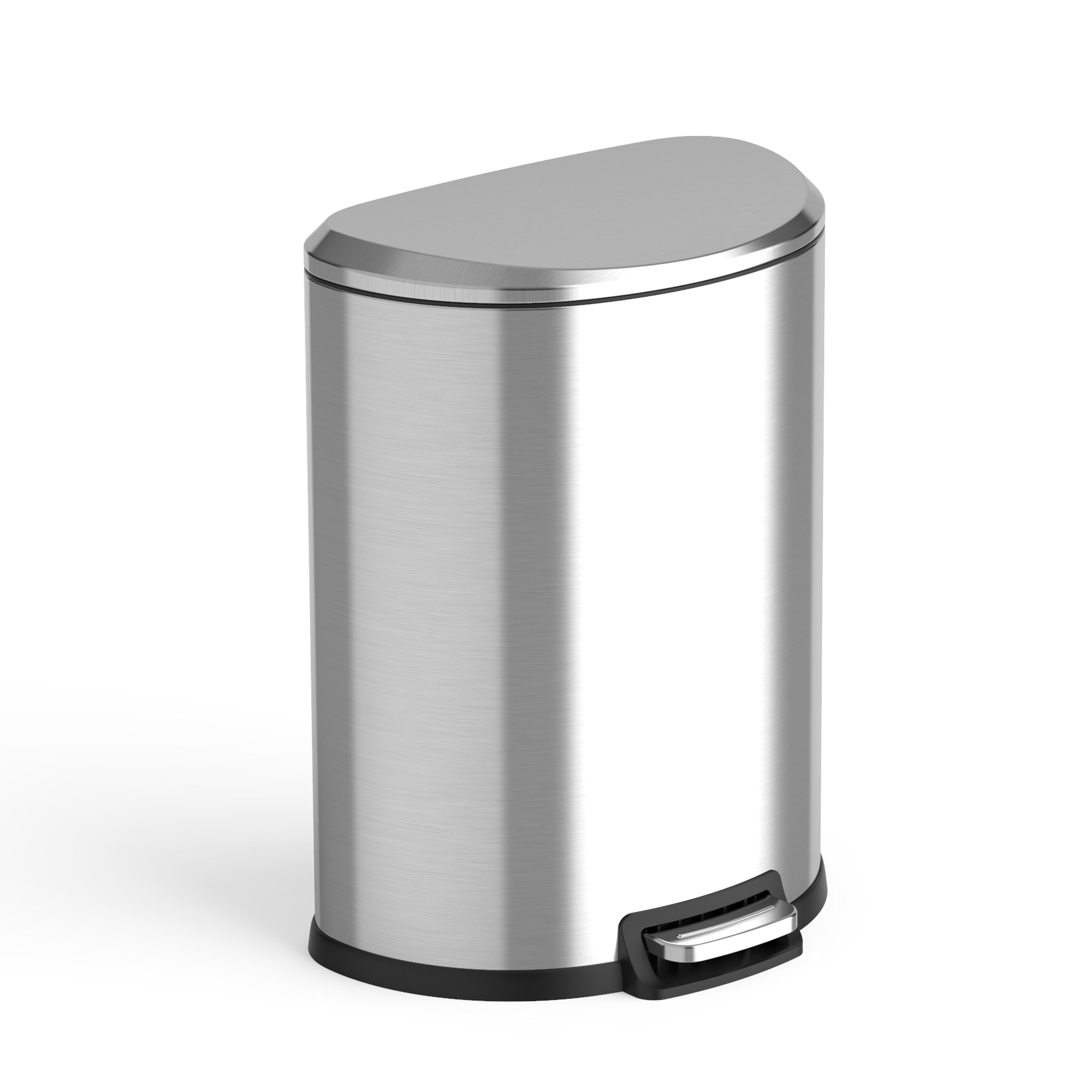 NINESTARS SOT-50-3 50 Liter silver Steel Indoor/Outdoor Kitchen Hinged Lid Trash Can