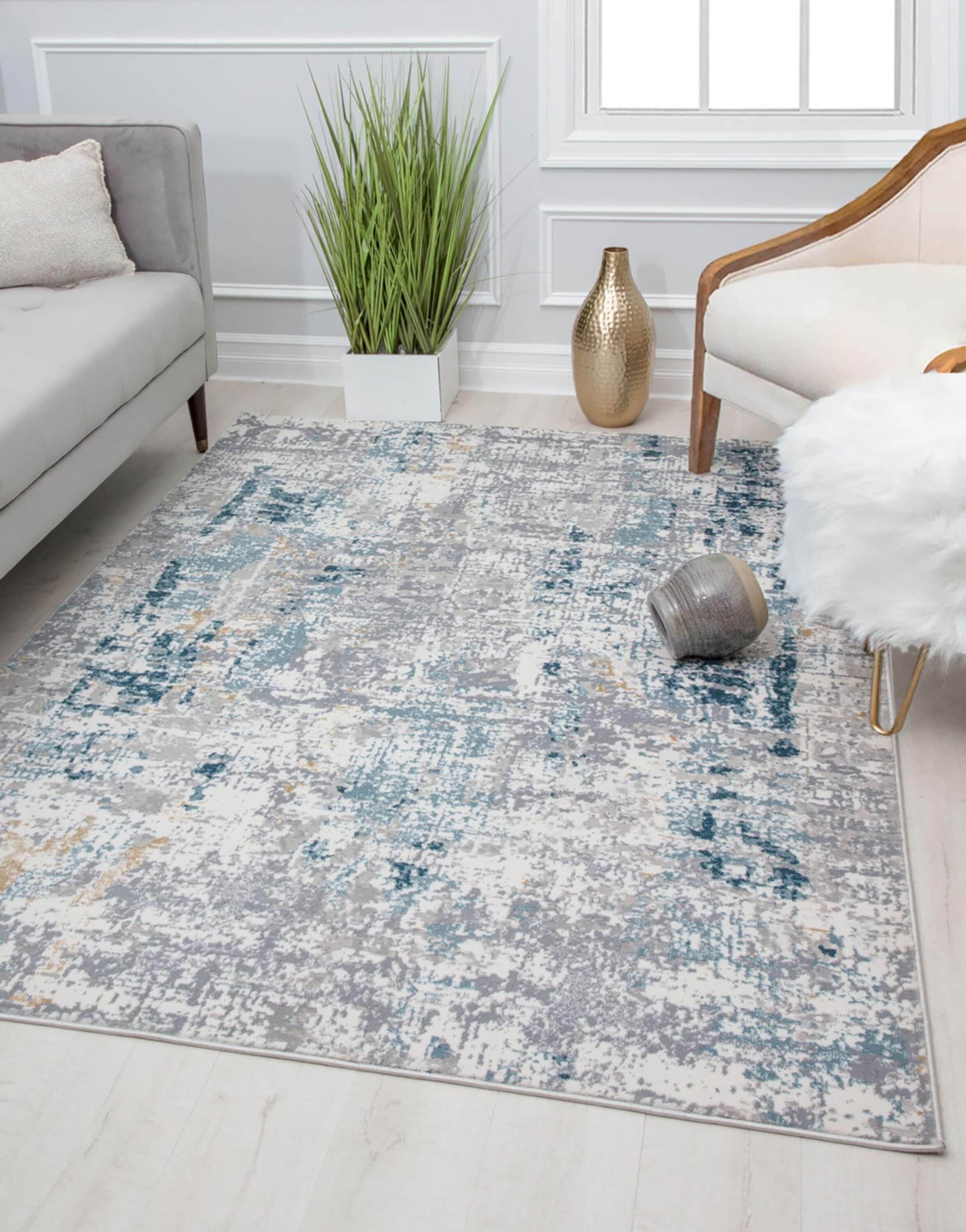 Rugs America 30365 Auden 8 x 10 Blue Luxe Indoor Medallion Area Rug