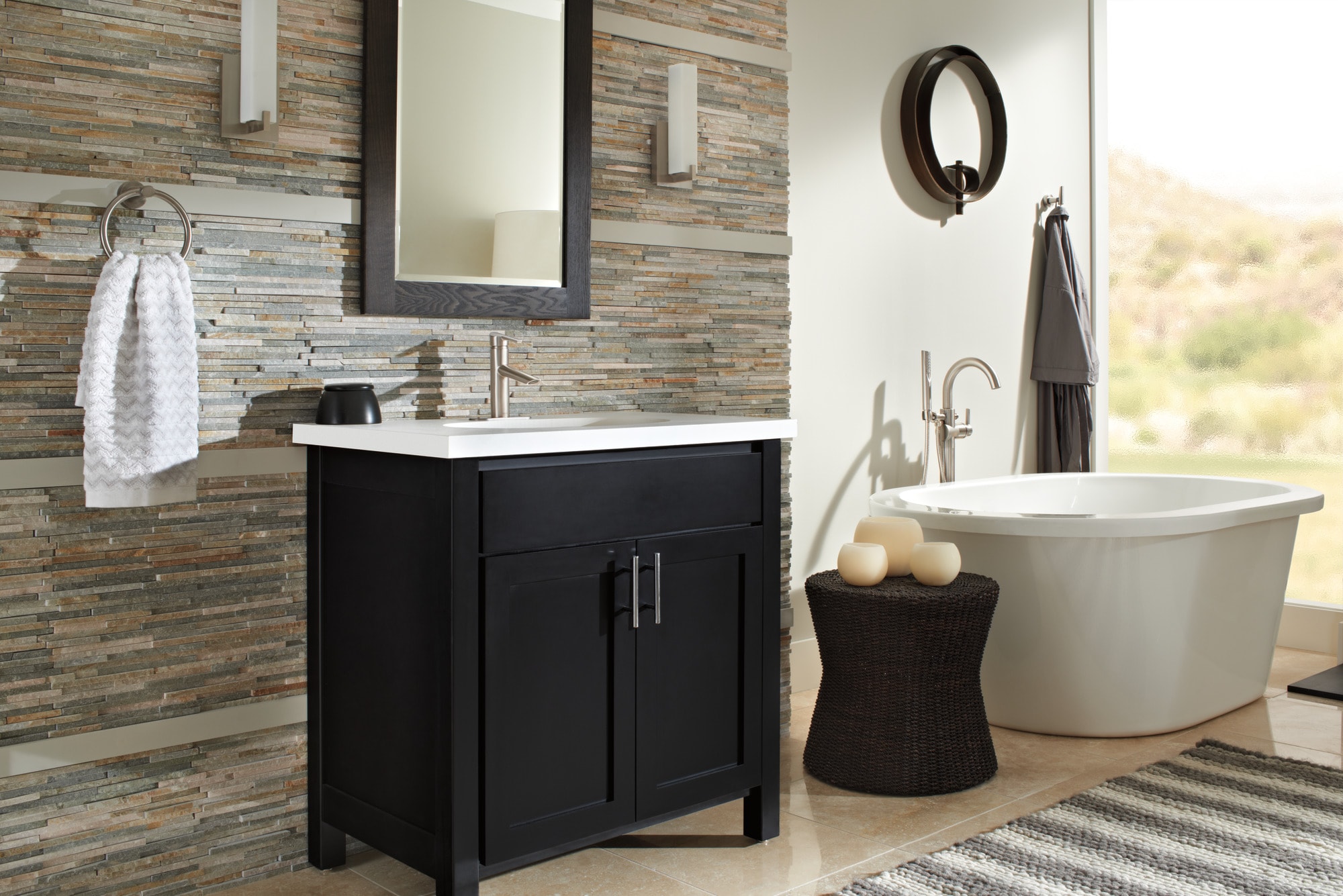 Stainless Steel Freestanding Tub Filler with Handshower