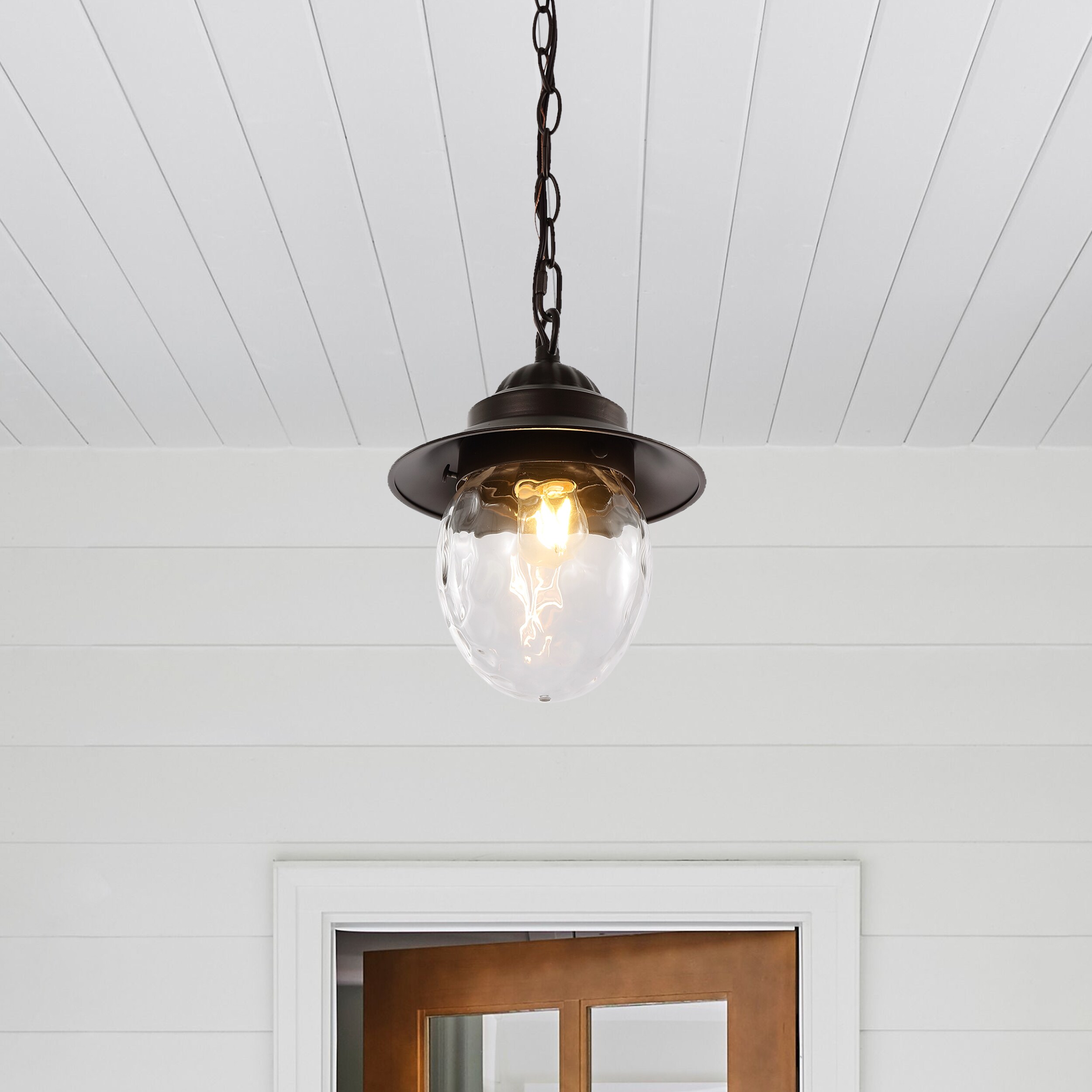 Manteo 8.25" Oil-Rubbed Bronze Glass LED Pendant Light