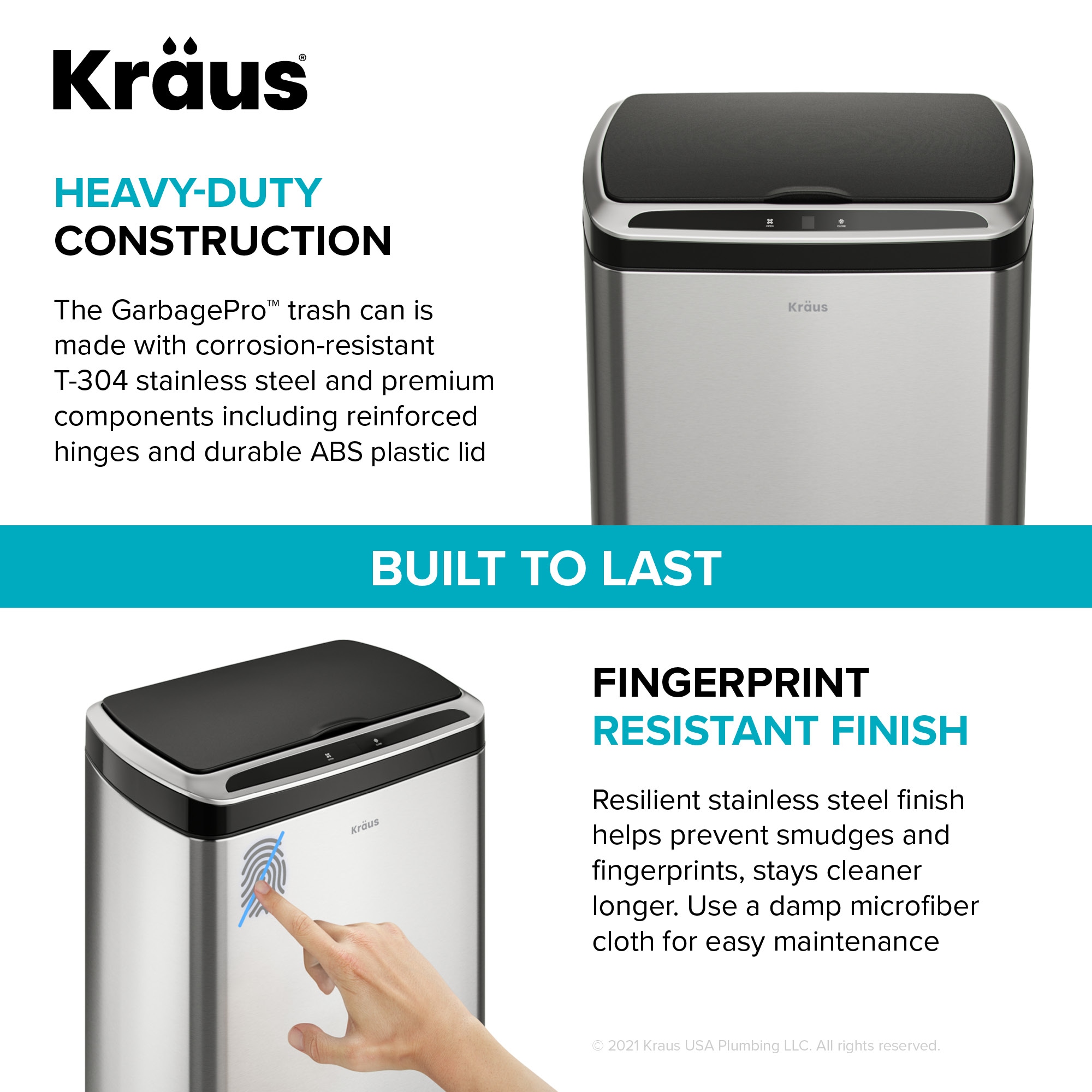 GarbagePro™ Rectangular 13 Gallon (50 Liter) Touchless Motion Sensor Trash  Can in Matte Black or Stainless Steel Finish with SoftShut™ Lid by KRAUS