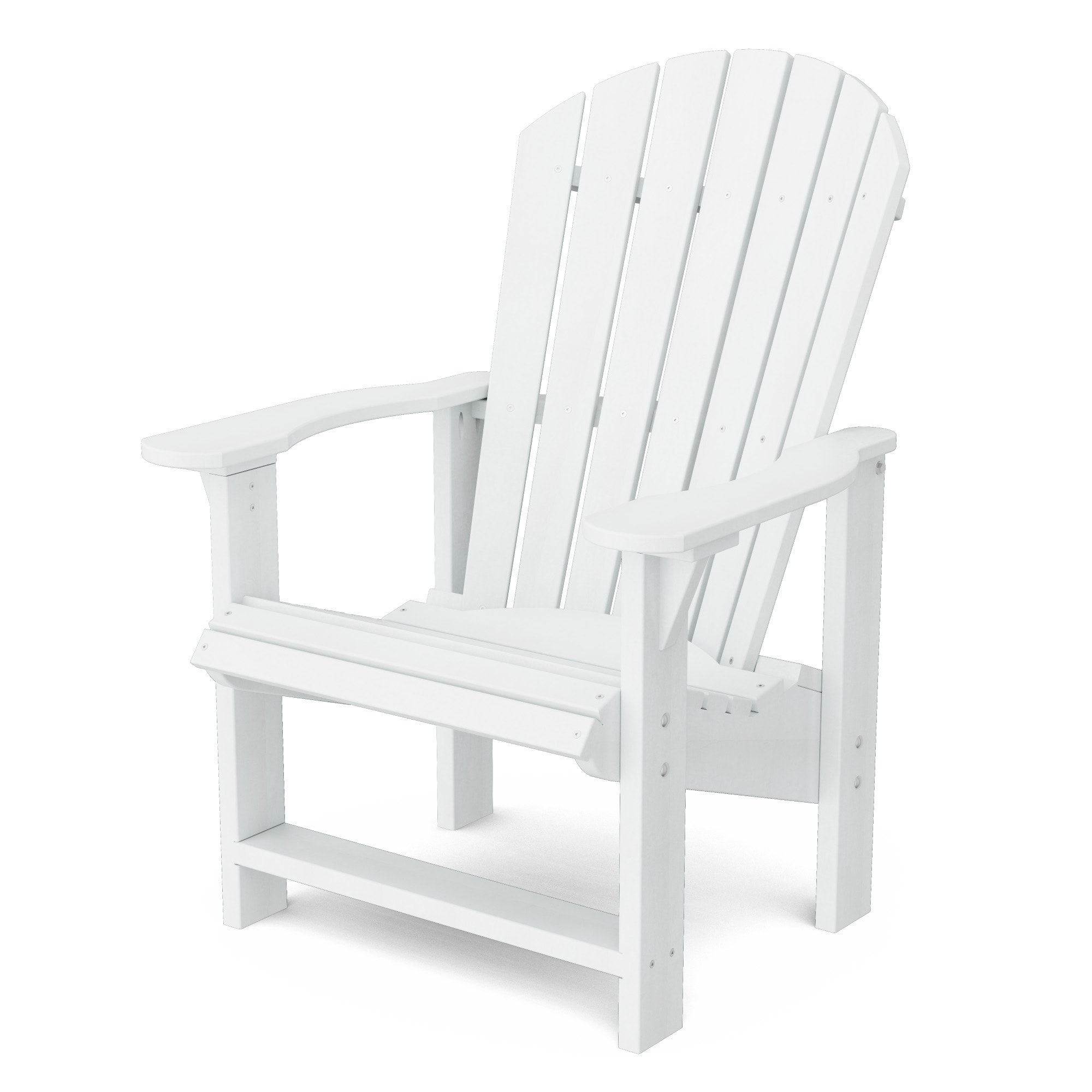 Wildridge LCC-112-BW Heritage Upright White HDPE Frame Stationary Adirondack Chair with Slat Seat