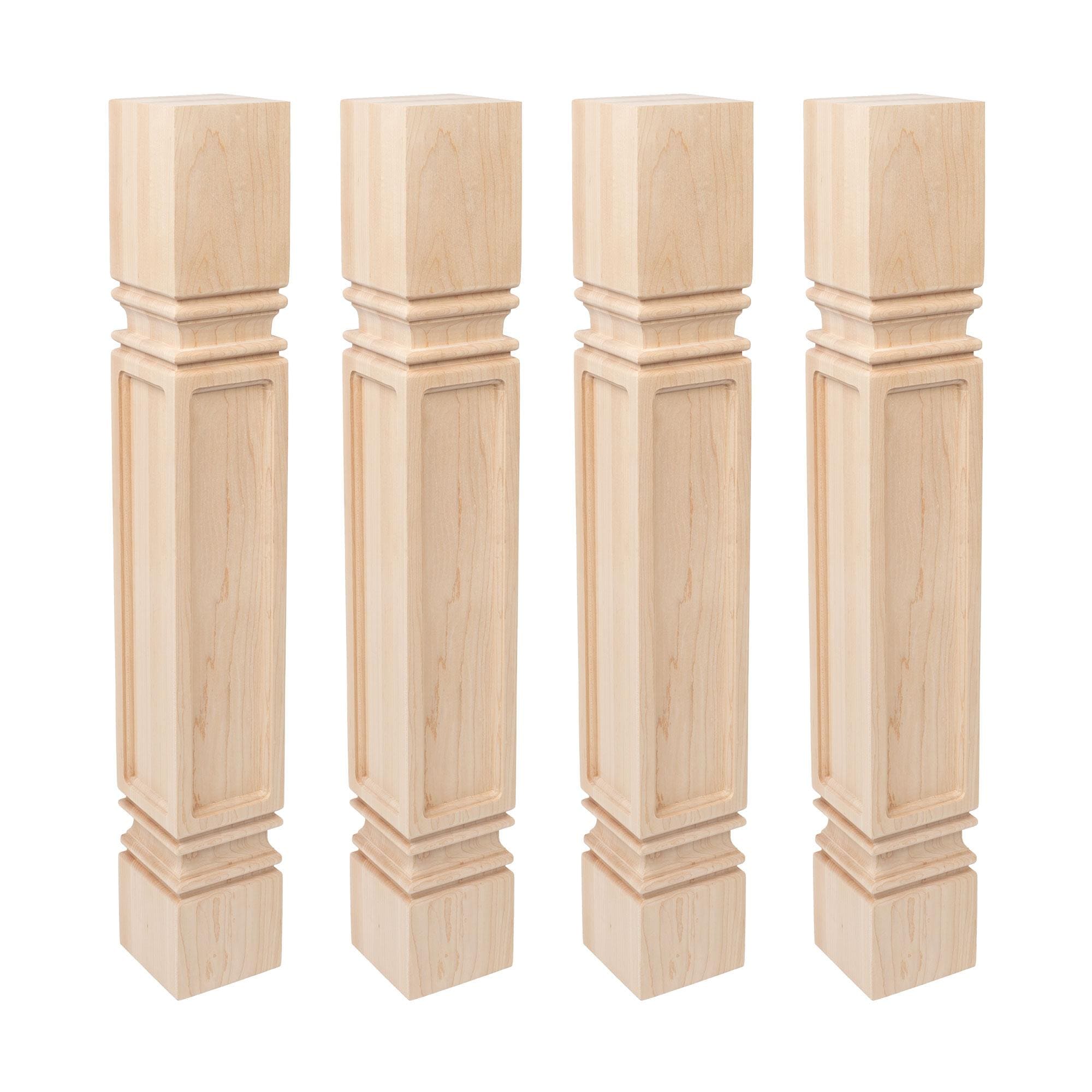 Unfinished Hard Maple Mission Kitchen Island Legs, Set of 4