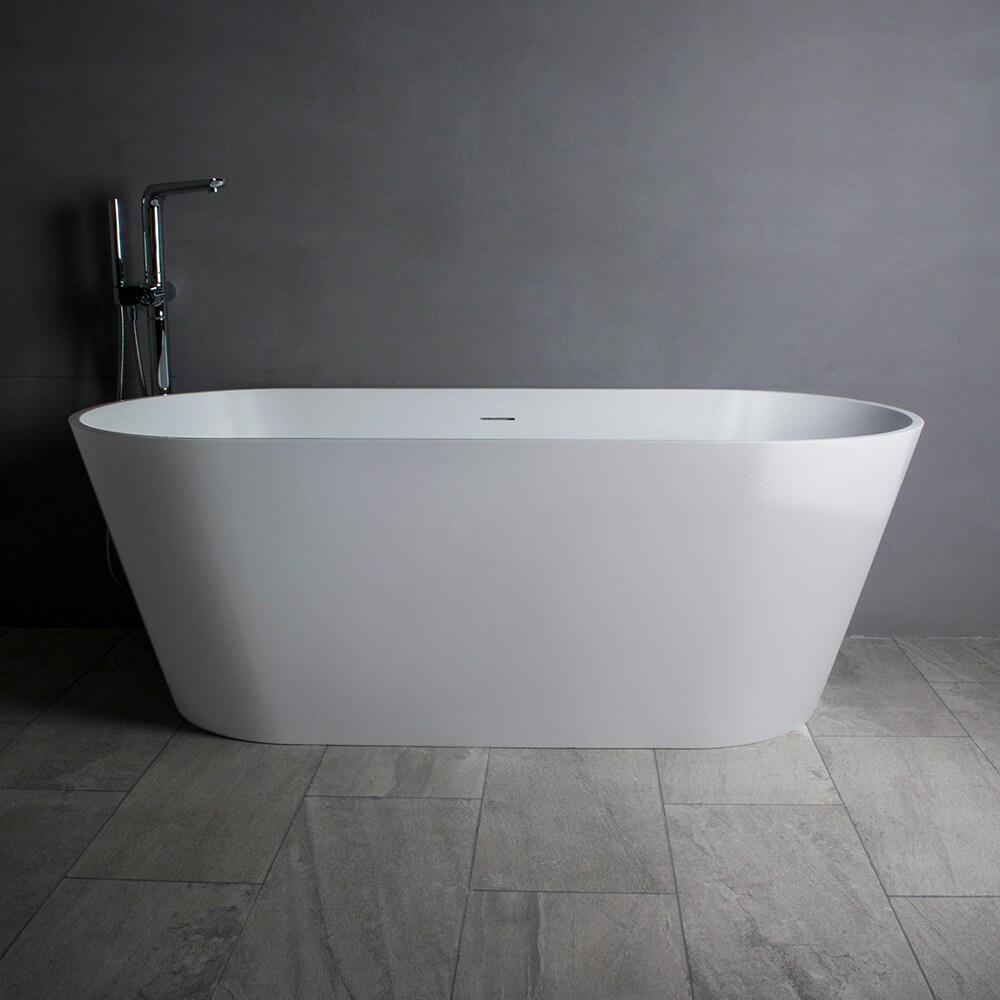 Glossy White 59'' Freestanding Solid Surface Bathtub