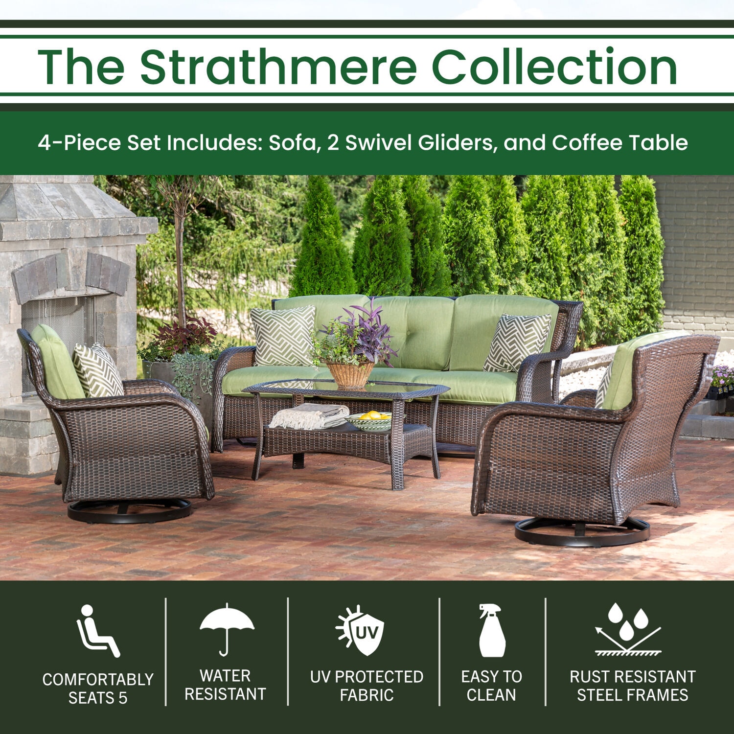 Hanover STRATH4PCSW-S-GRN Patio-Conversation-Sets - View #2