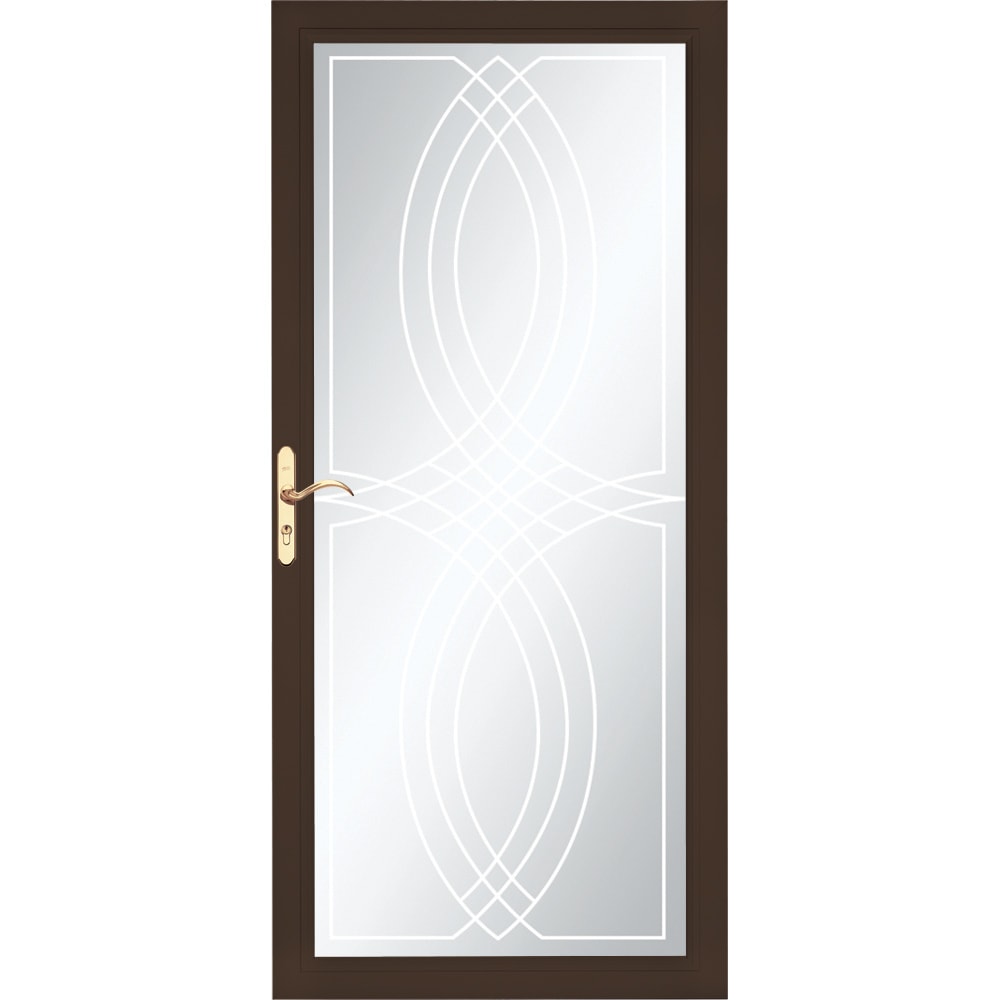 Pella Select 36-in x 81-in Brown Full-View Aluminum Storm Door
