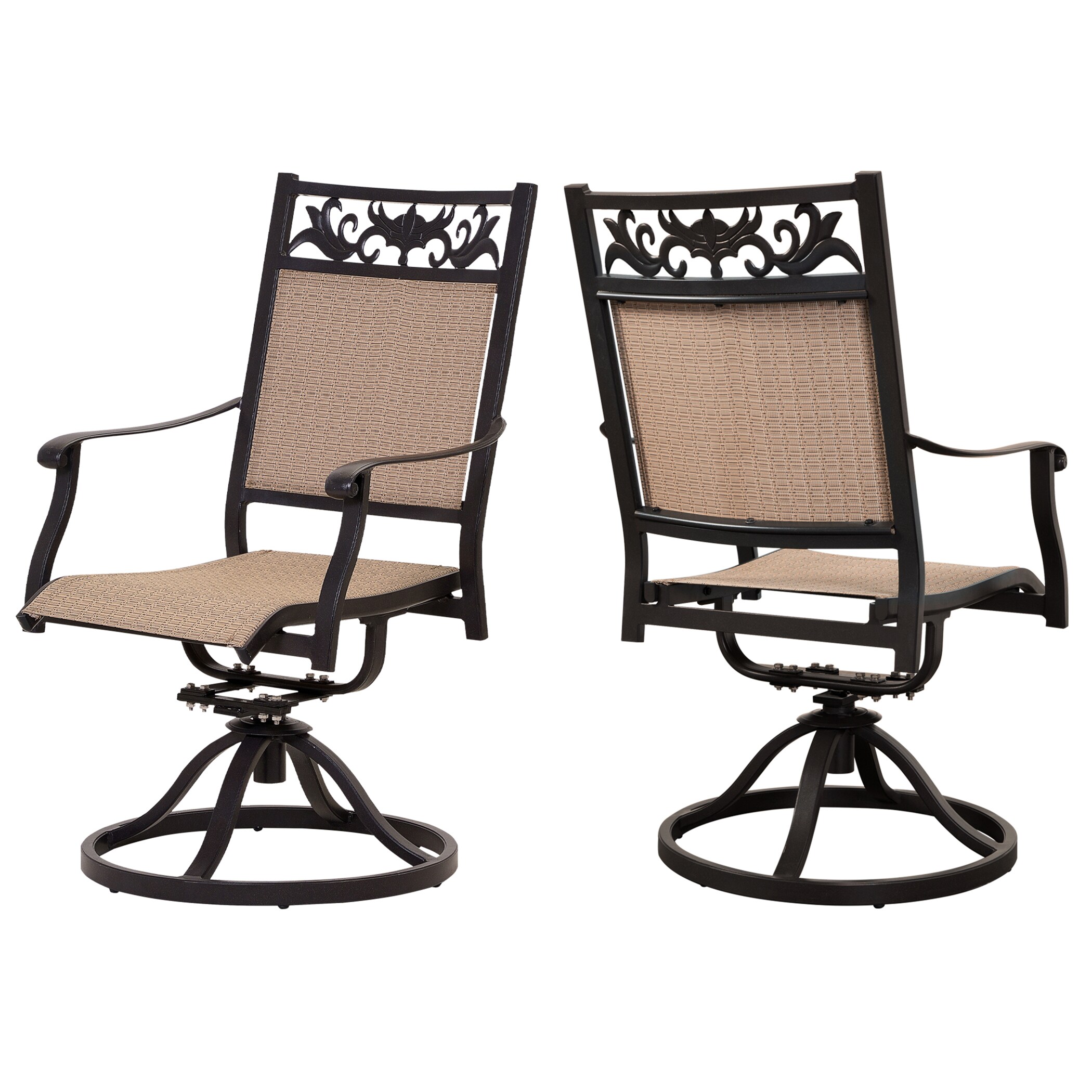 Unity SWIVEL CHAIR Set of 2 Brown Aluminum Frame Swivel Conversation ...