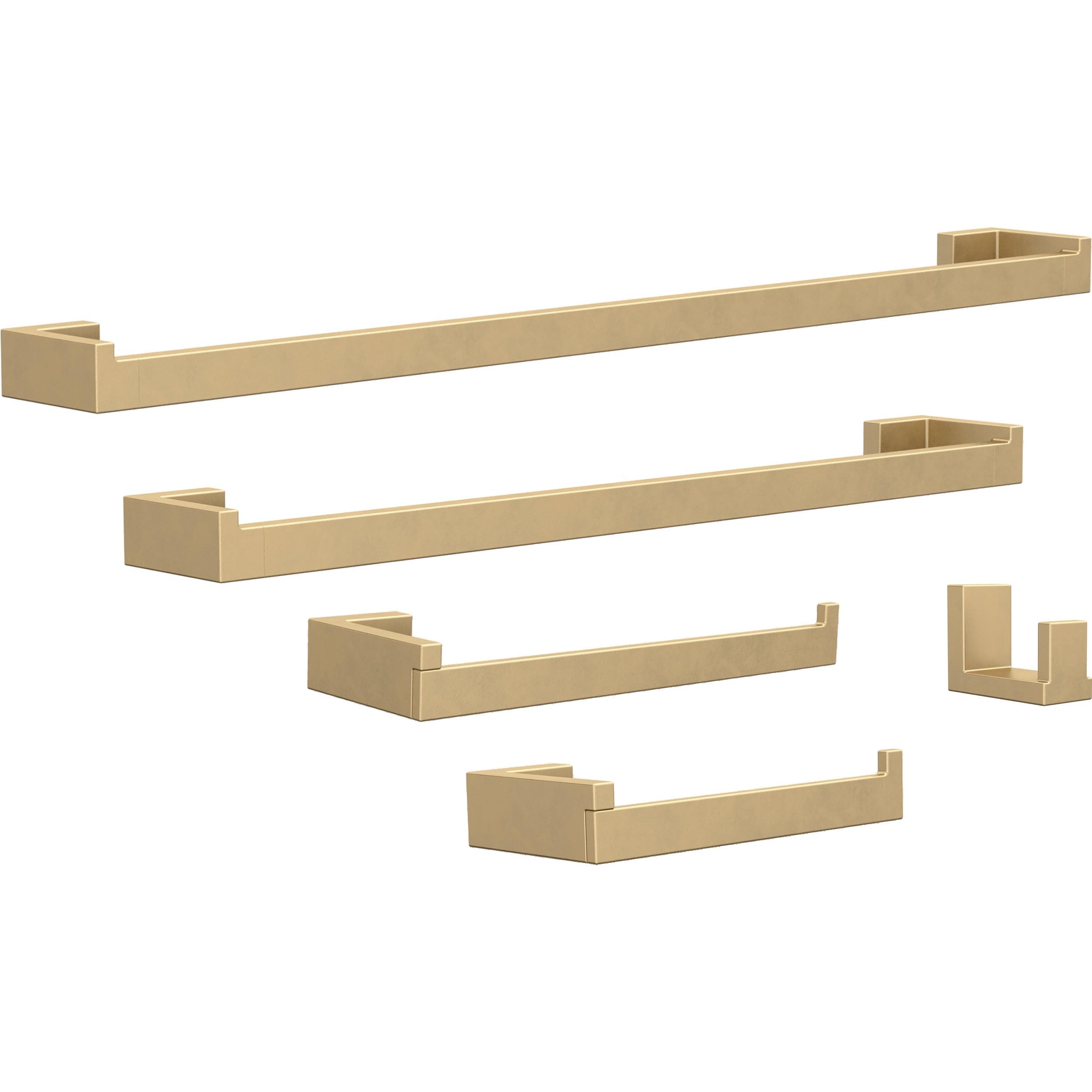 Franklin Brass BFT65-BB 5 -Piece Beaufort Satin Gold Decorative Bathroom Hardware Set Towel Bar, Toilet Paper Holder, Towel Ring ,Robe Hook Included