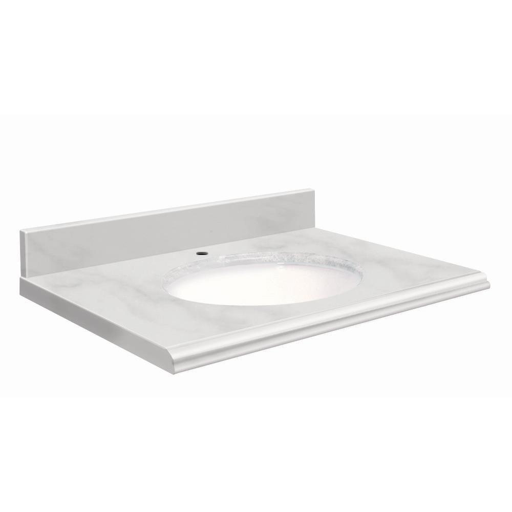 Transolid 37-in White Carrara Natural Marble Single Sink Bathroom Vanity Top