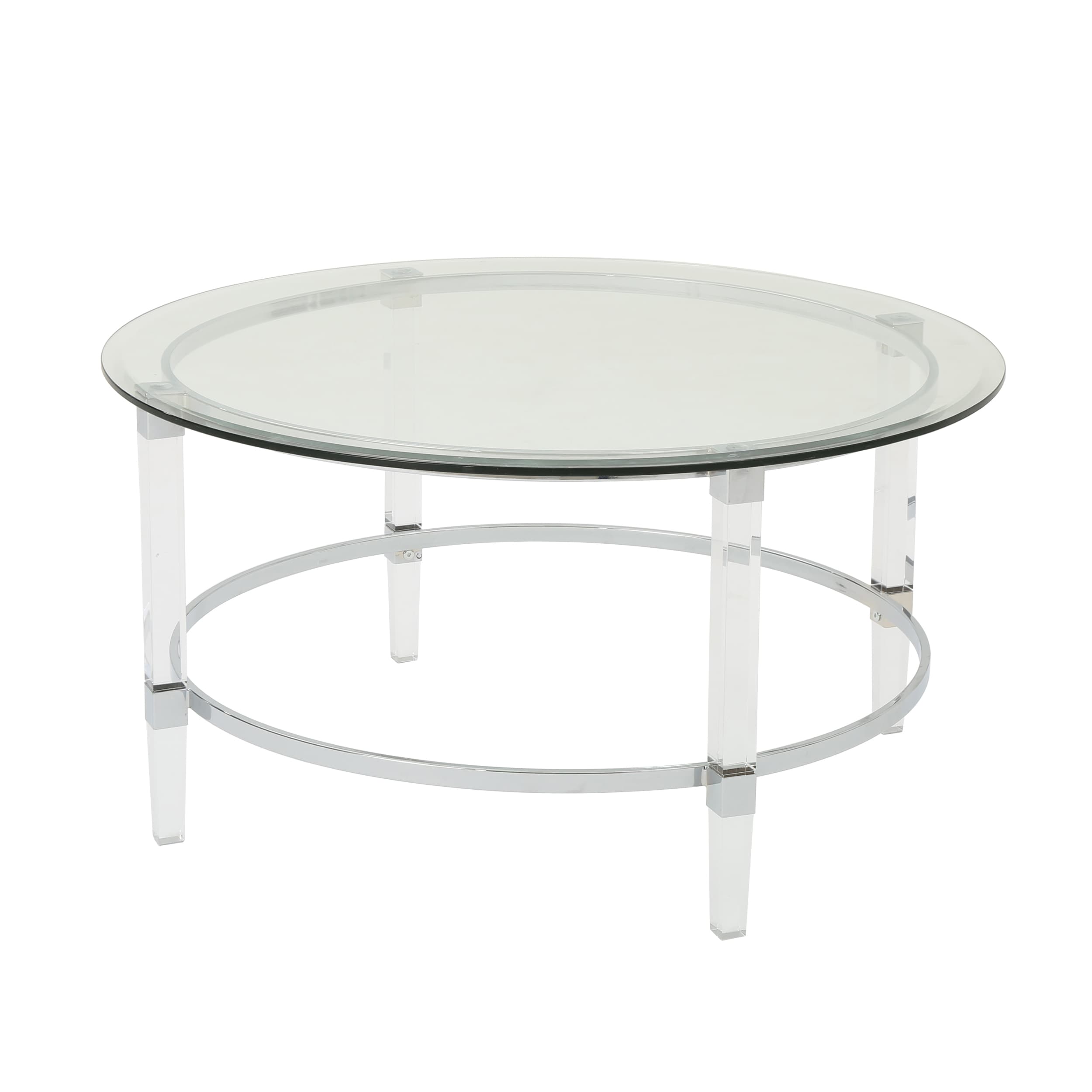 Elowen Round Clear Glass and Metal Coffee Table