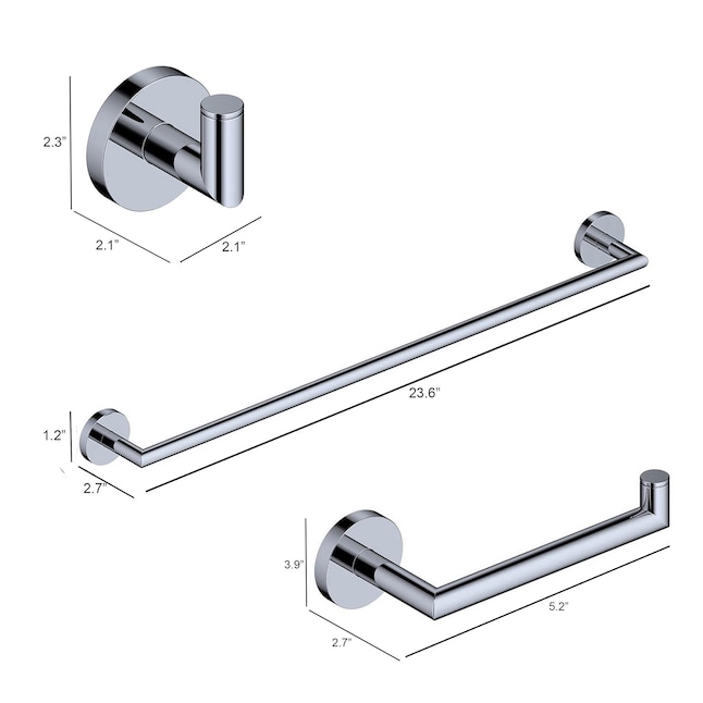 WS Bath Collections 3-Piece Pura Polished Chrome Decorative Bathroom Hardware Set WS Bath Collections 3-Piece Pura Polished Chrome Decorative Bathroom Hardware Set