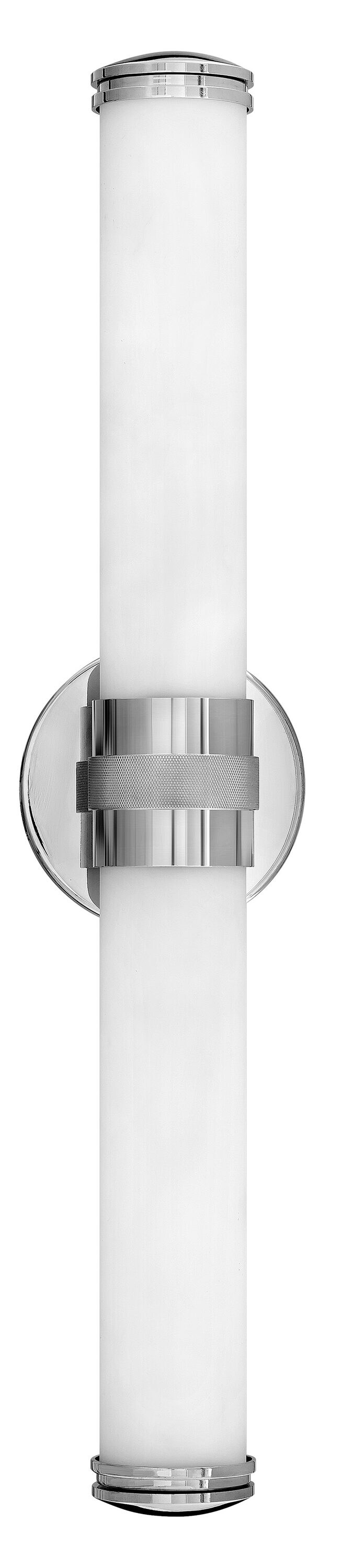 Chrome LED Cylinder Outdoor Wall Sconce with Etched Glass