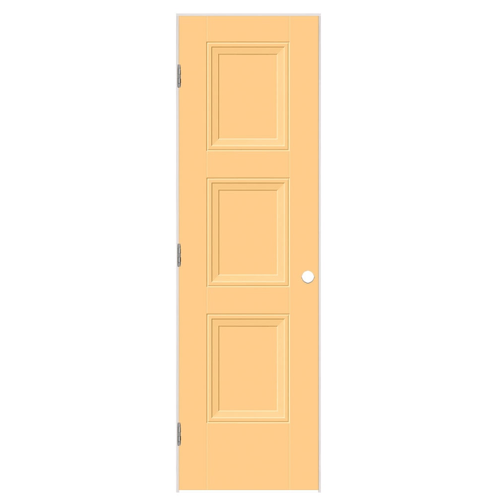 Masonite 5071831 24-in x 80-in Marigold Solid core 3-panel equal Left hand Smooth Prefinished Molded composite Flat Jamb Single Prehung Interior Door
