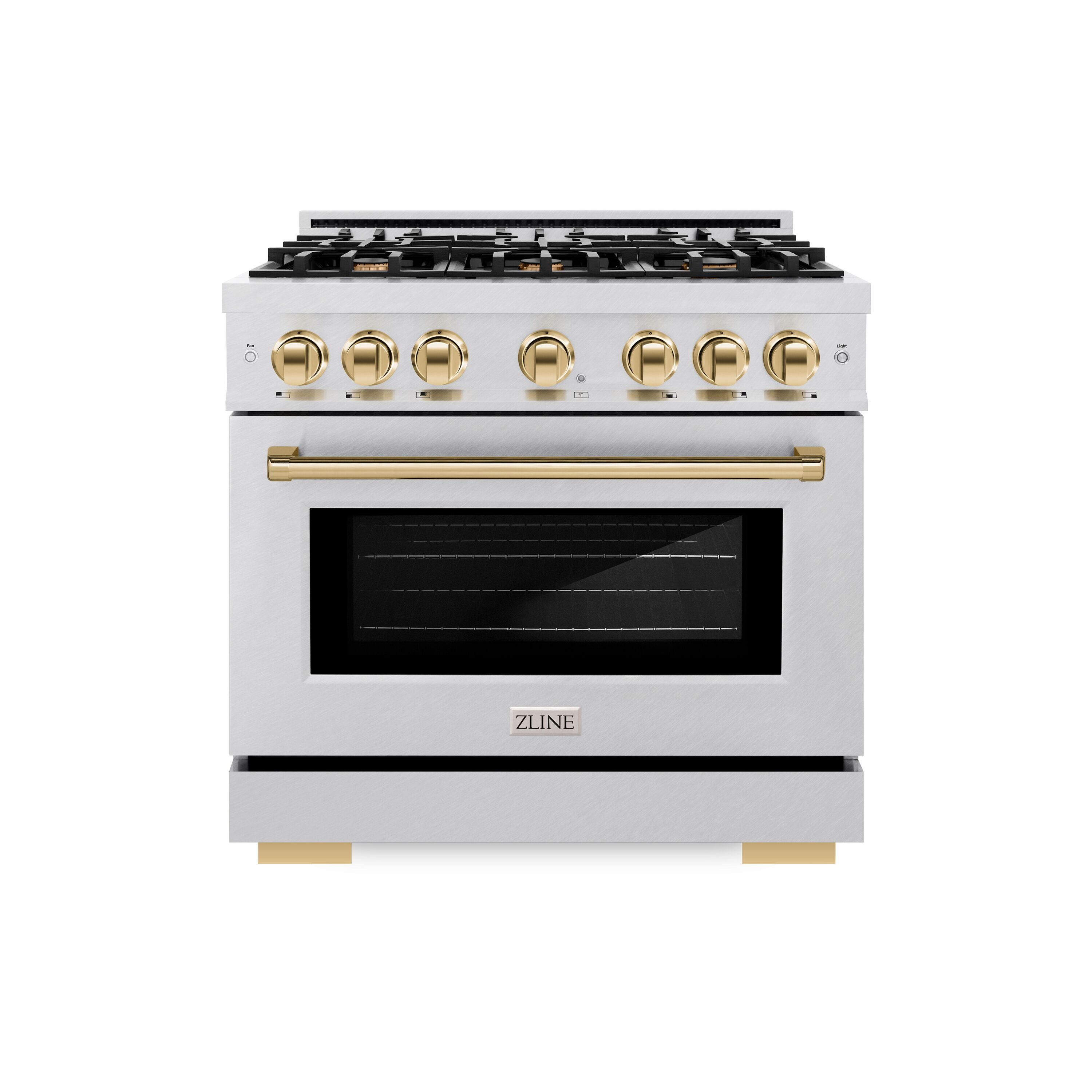 ZLINE KITCHEN & BATH HDRSZ-36-G Select 36-in Standard 6 burners Convection Oven Freestanding Dual Fuel Range ( Satin Stainless Steel, Polished Gold )