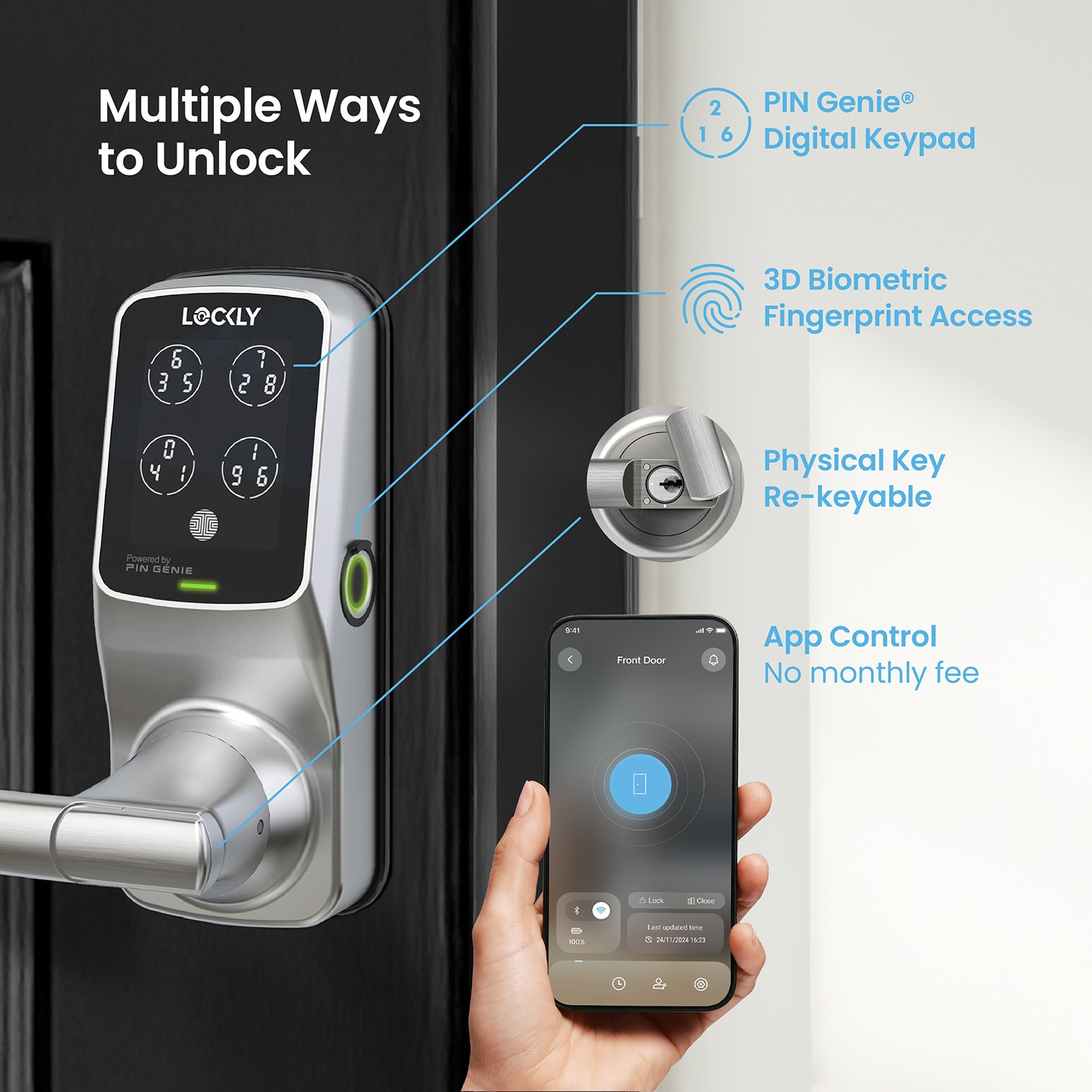 Lockly PGD628W-SN Electronic-Door-Locks - View #2