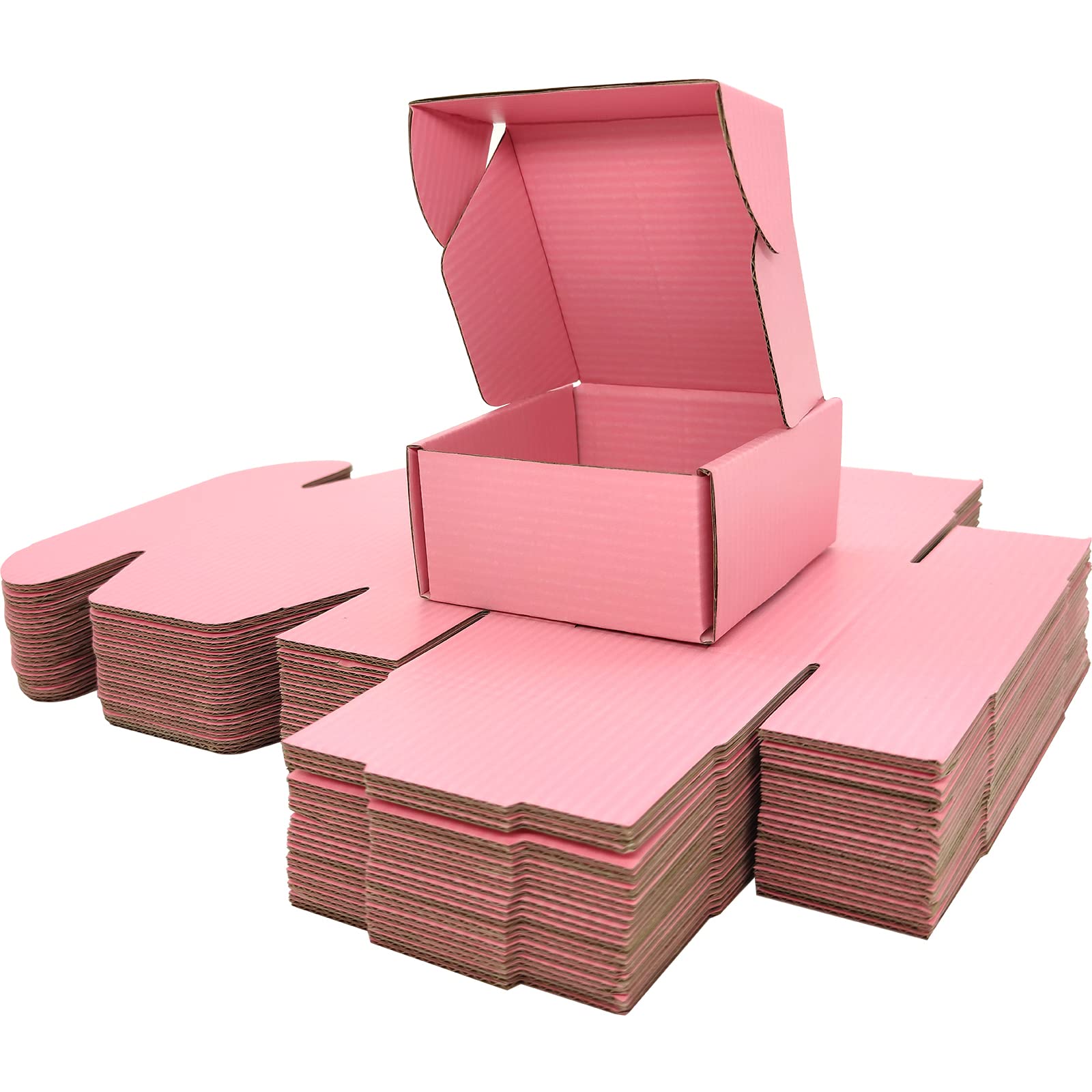 Etokfoks 25 Pack Small Pink Shipping Boxes 4 x 4 x 2 Inch Cardboard Corrugated Mailer Boxes for Small Business Packaging Crafts and Gifts #LETF3HEMY