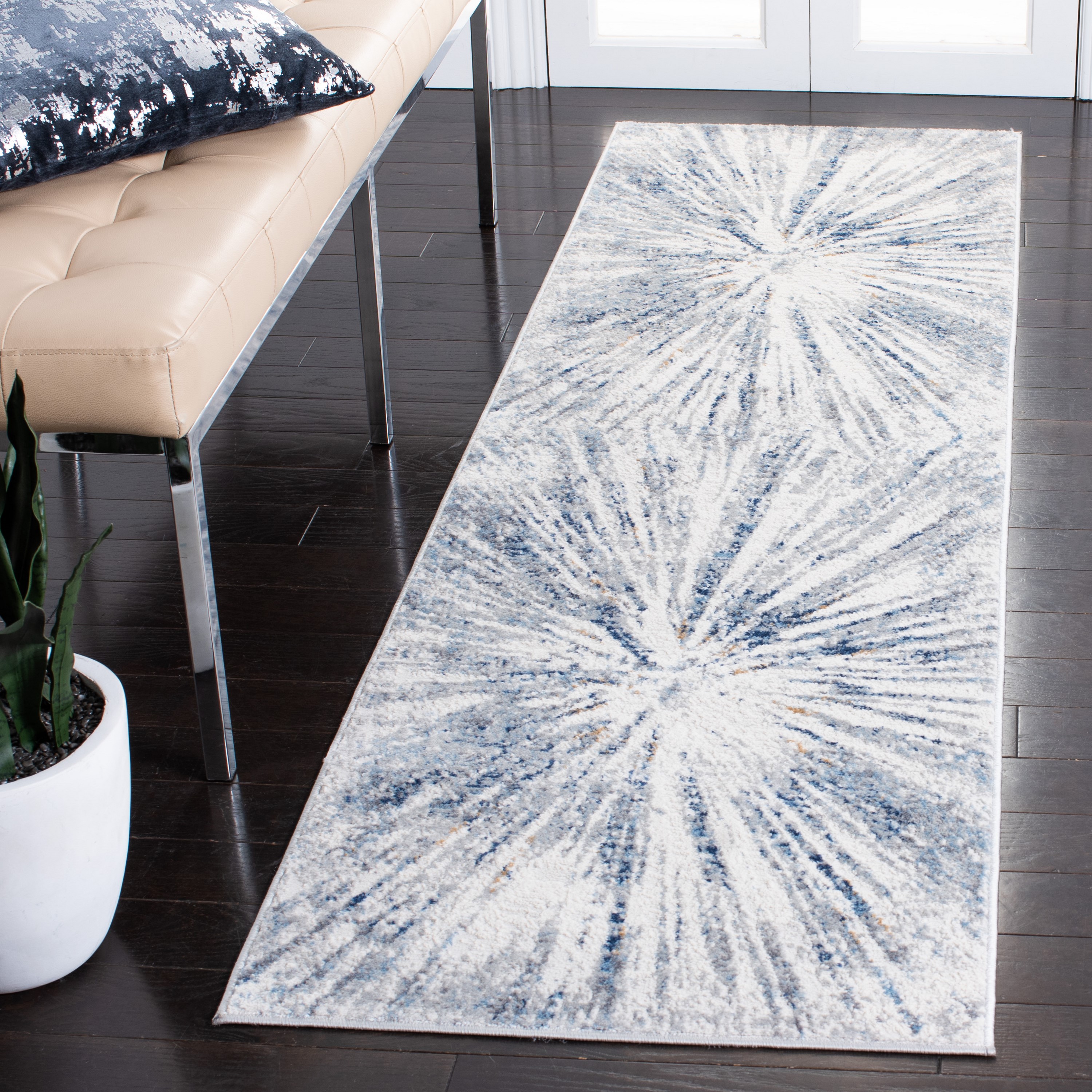 Safavieh ALA449F-28 Amelia Gertrude 2 x 8 (ft) Loomed Synthetic Gray/Blue Rectangular Indoor Distressed/Overdyed Bohemian/Eclectic Runner rug