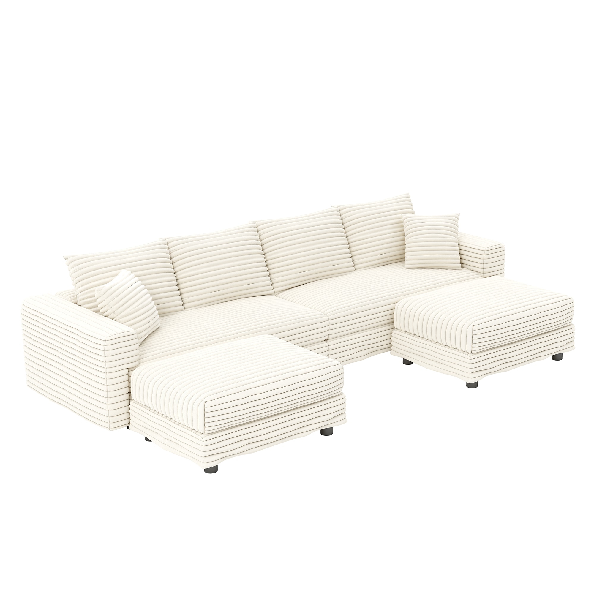 SINOFURN SYA020284GY 102.4-in W Modern Beige 4-seater Sectional