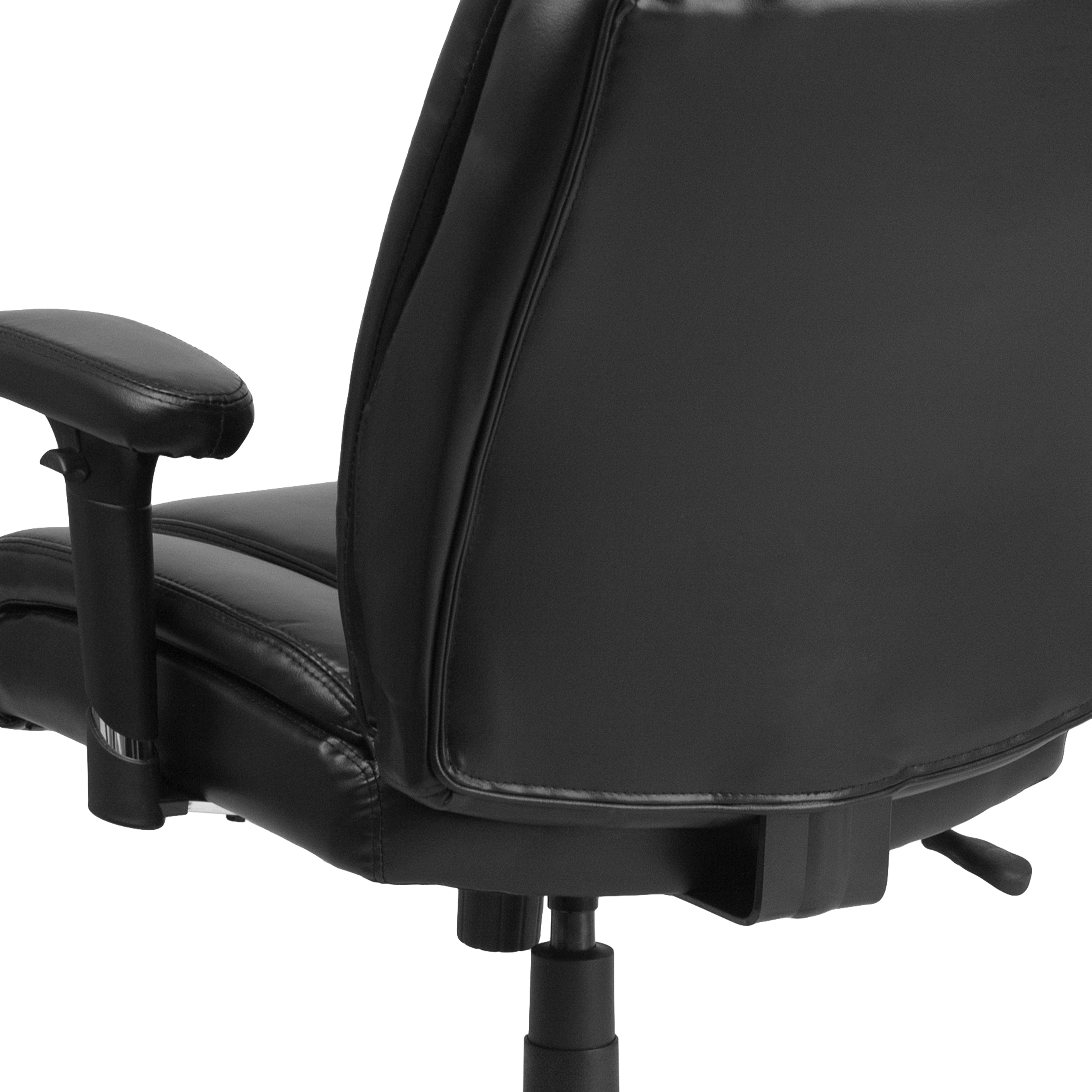 ErgoFlex Black LeatherSoft 360° Swivel Office Chair with Adjustable Arms