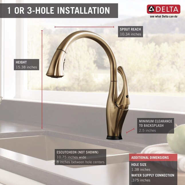 Delta Addison Touch2O Champagne Bronze 1-Handle Deck-Mount Pull-Down Touch Kitchen Faucet (Deck Plate Included) Delta Addison Touch2O Champagne Bronze 1-Handle Deck-Mount Pull-Down Touch Kitchen Faucet (Deck Plate Included)