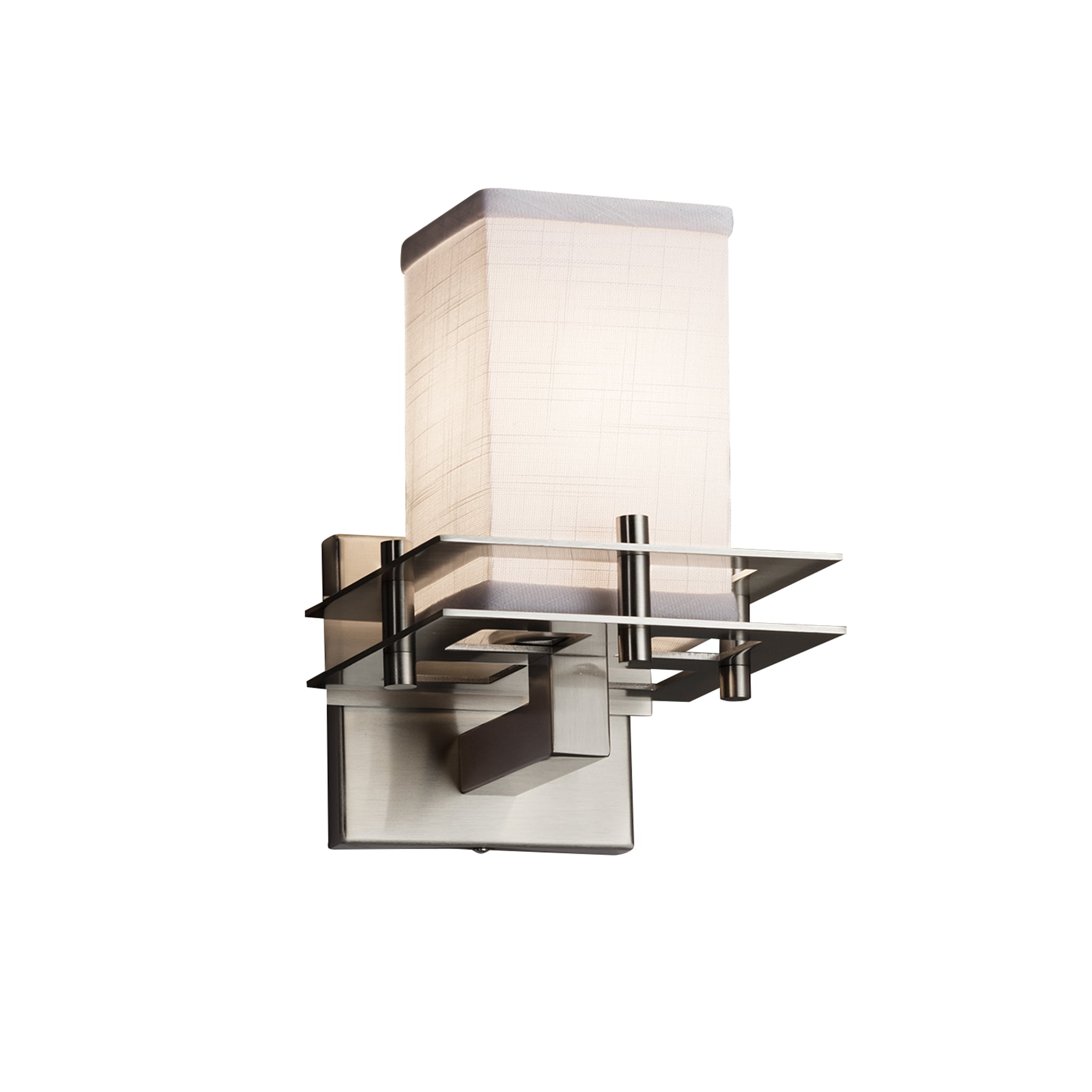 Justice Design Group FAB-8171-15-WH-NC-LD Textile 6.5-in W 1-Light Brushed Nickel Transitional LED Wall Sconce