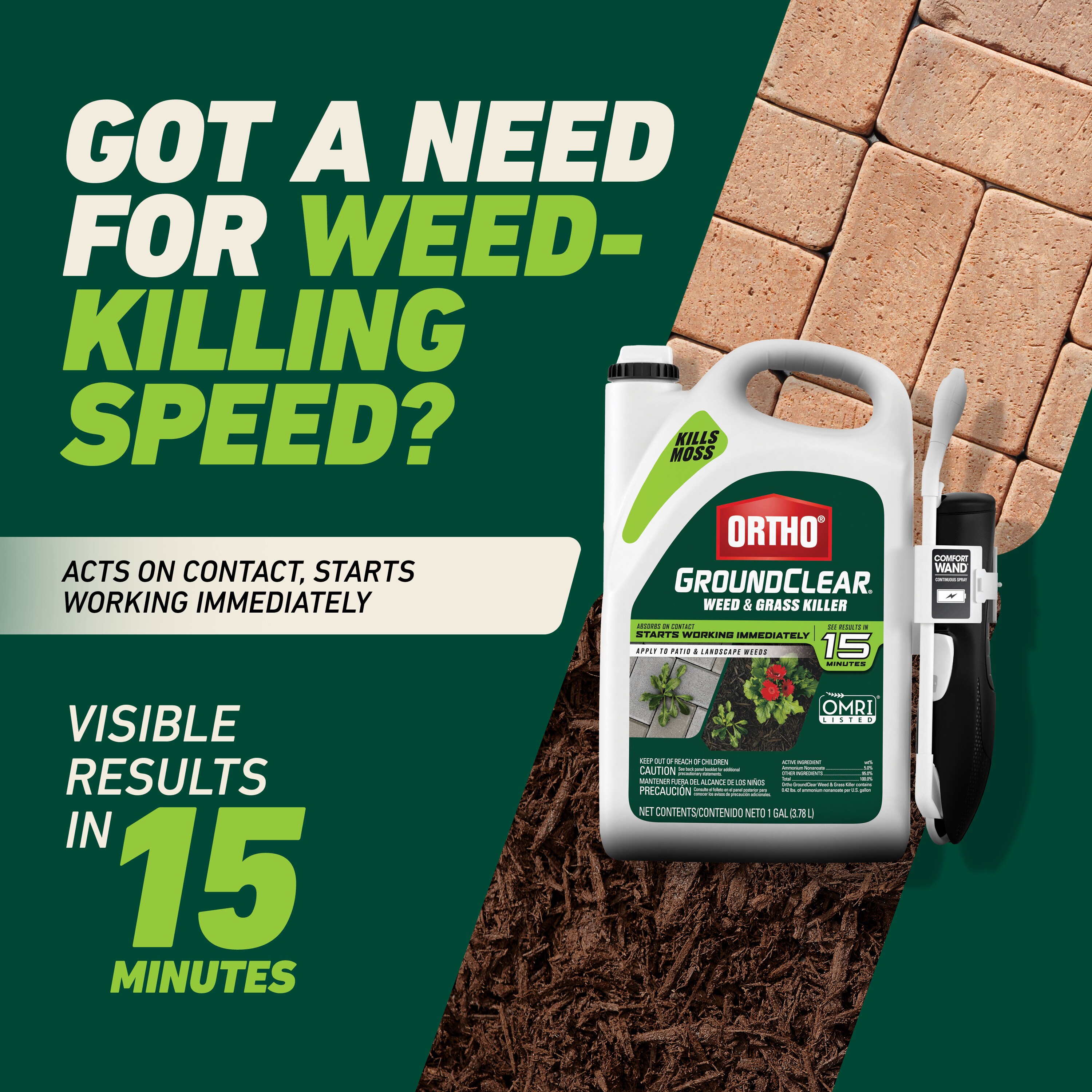 ORTHO GroundClear 1-Gallon Sprayer Wand Weed and Grass Killer