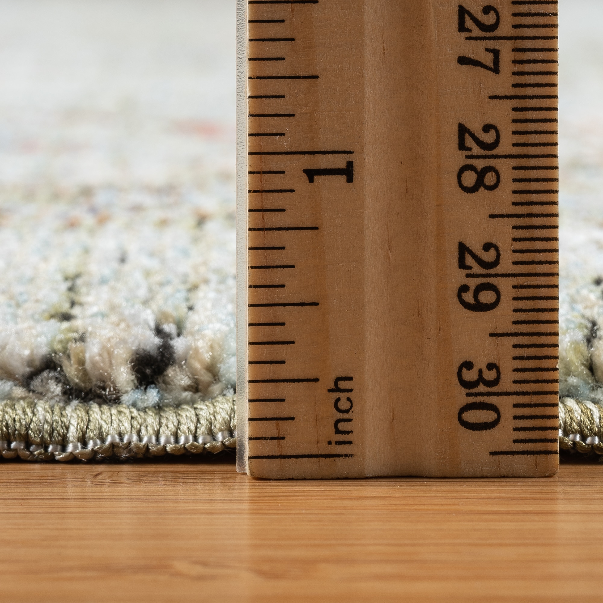 Ivory and Olive Green Synthetic Rectangular Area Rug