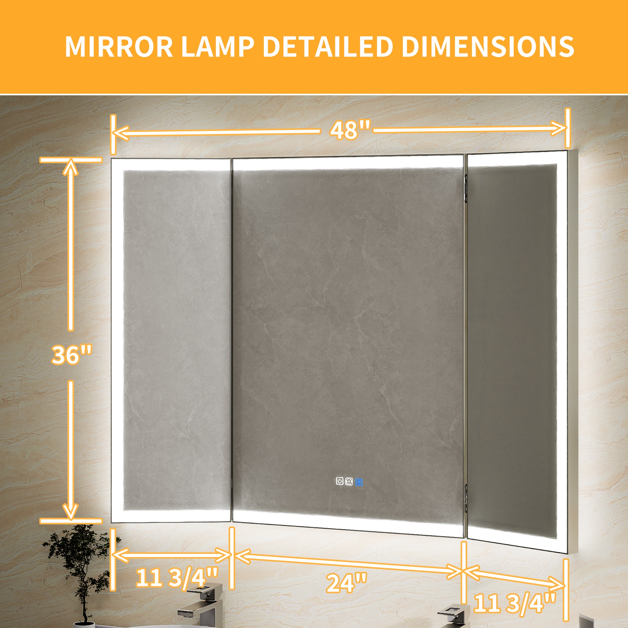 WELLFOR TO-EM-BV26WHBK Framed-Bath-Mirrors - View #13