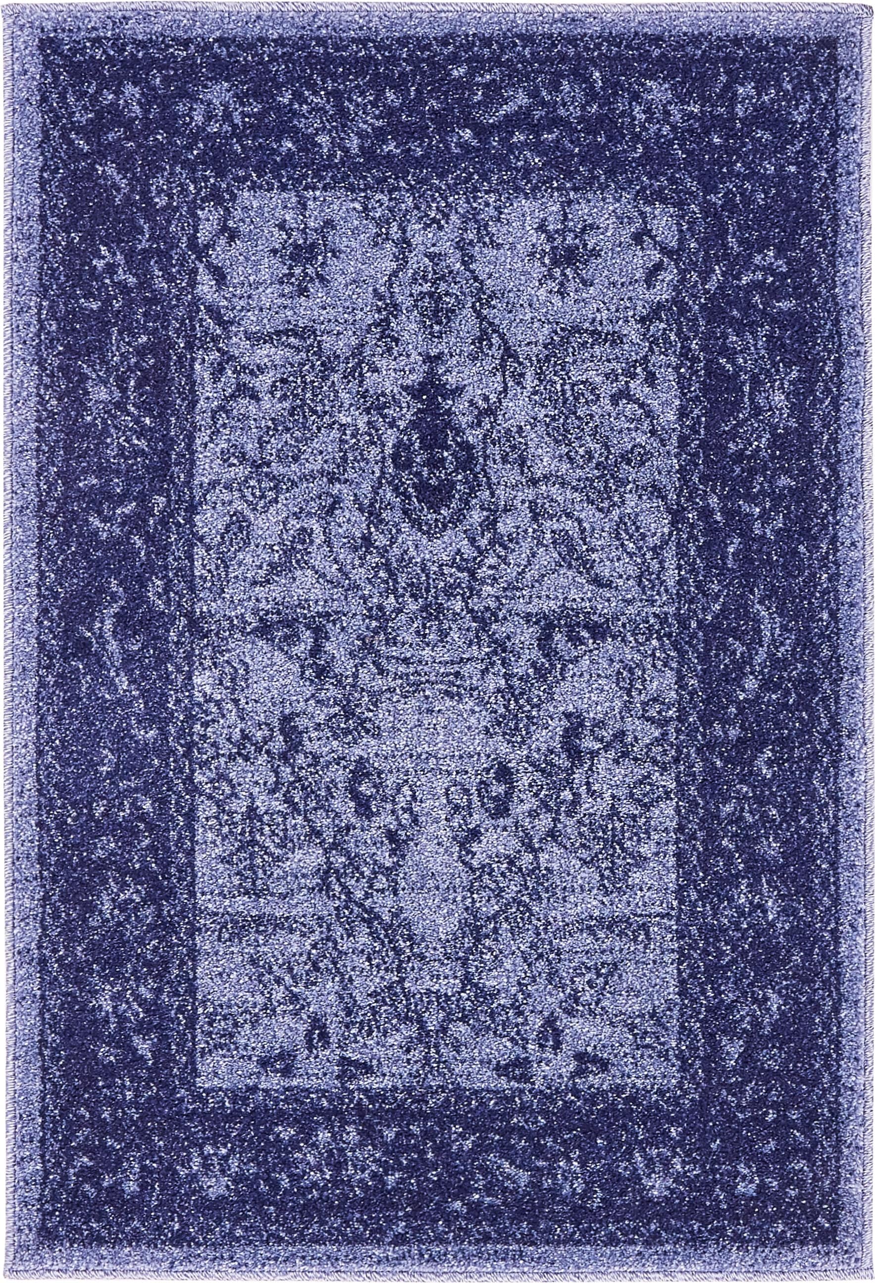 Unique Loom 3133373 Floral La Jolla 2 x 3 (ft) Loomed Polypropylene Blue/Navy Blue Rectangular Indoor Floral/Botanical Area rug