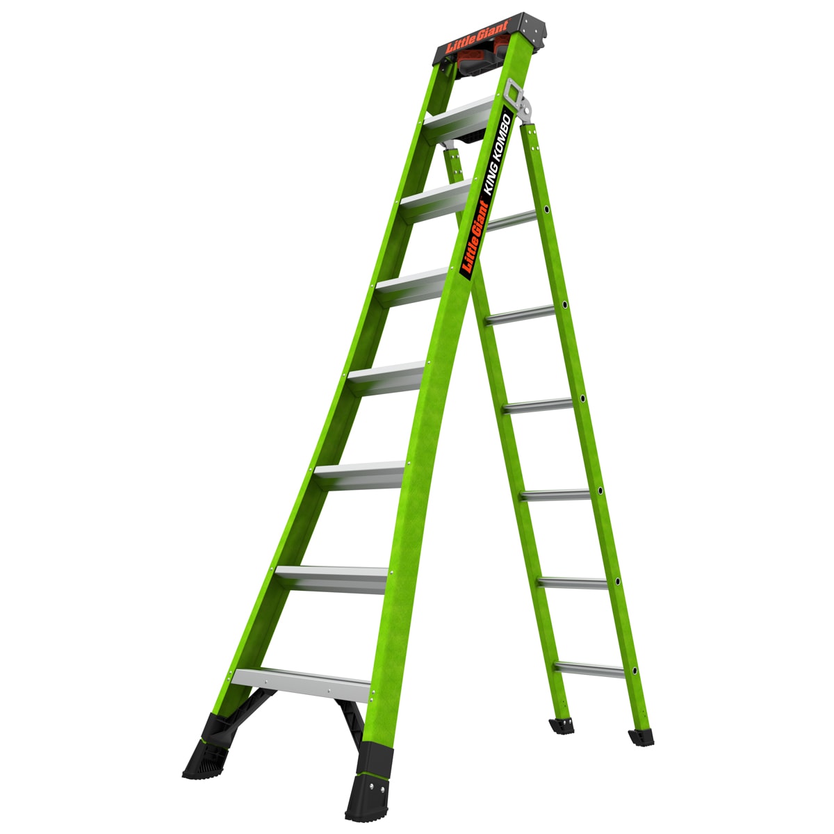 Little Giant Ladders King Kombo 2.0 Pro M8 3-in-1 8-ft ( 17.2-ft Reach Height ) Fiberglass Type 1AA - 375 lbs. Load Capacity Step ladder #13908-002