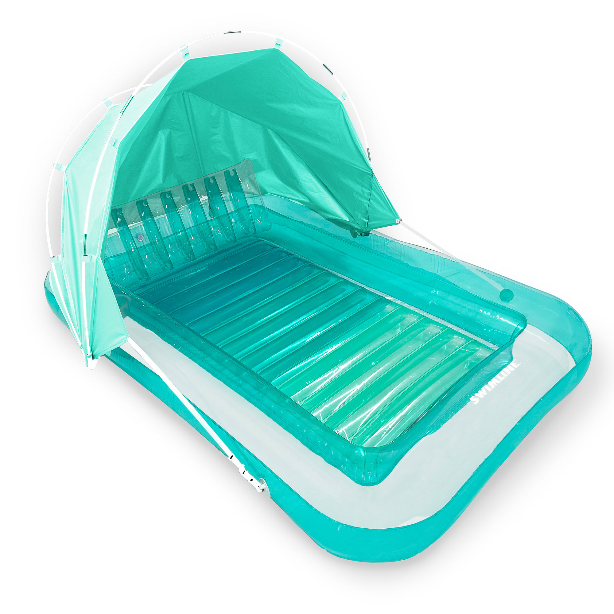 Swimline 403711 Personal Tan Pool Hybrid Lounger Adjustable Pillow Fill With Water Tanning Design Mint