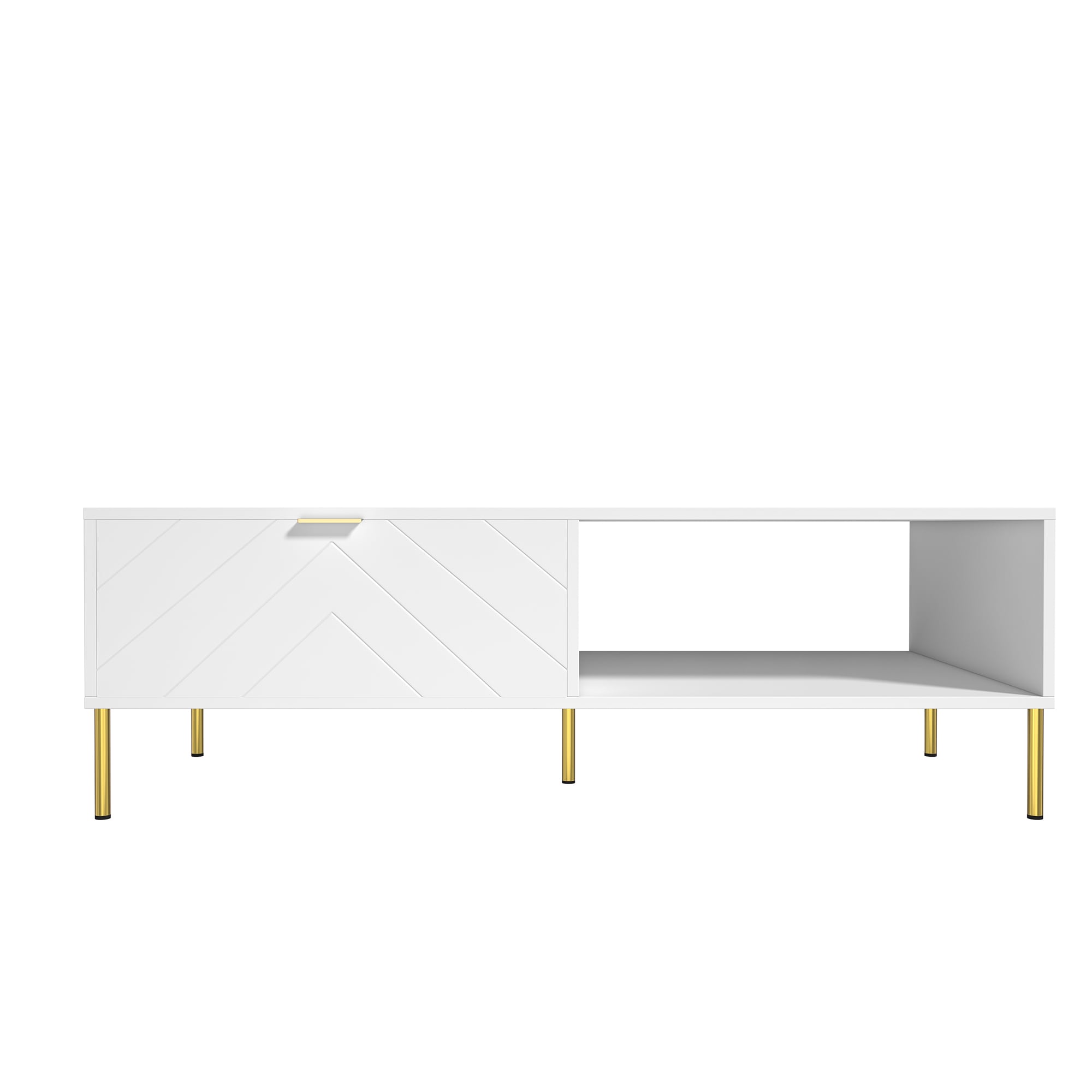 Clihome CL02WC011WH White Modern Coffee Table with Storage