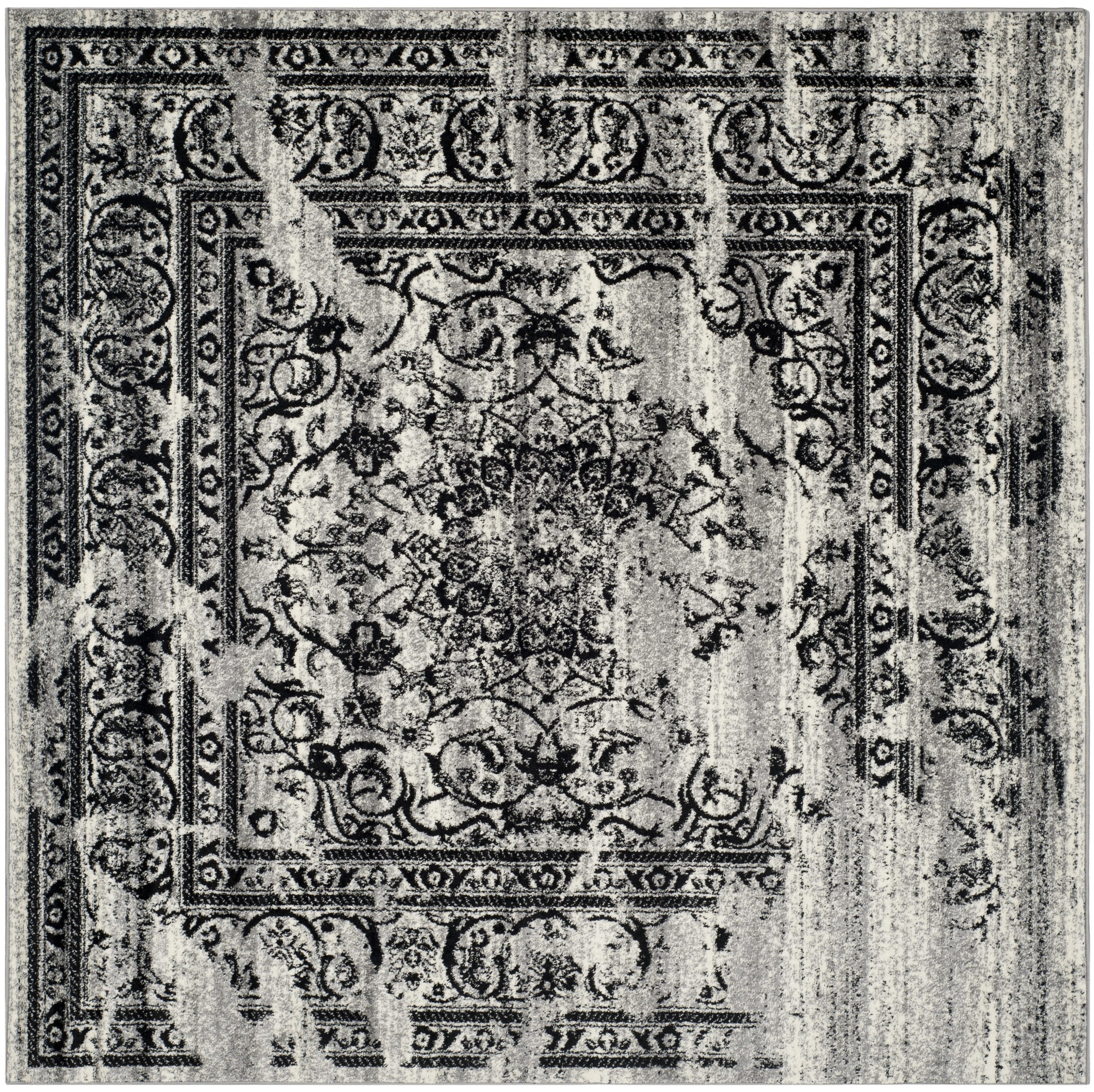 Safavieh ADR101A-8SQ Adirondack Plaza 8 x 8 (ft) Loomed Polypropylene Silver/Black Square Indoor Distressed/Overdyed Vintage Area rug