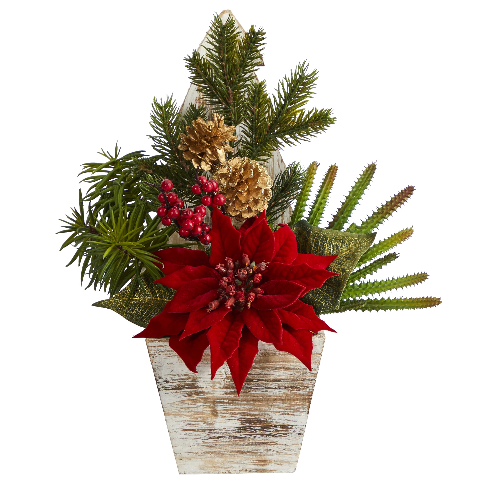 Nearly Natural A1388 15-in Decoration Poinsettia Christmas Decor