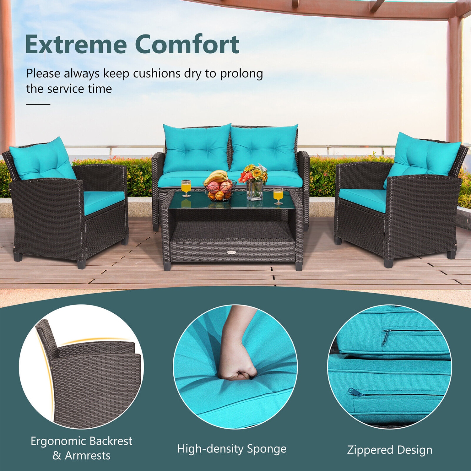 WELLFOR OUJ66742TU+ Patio-Conversation-Sets - View #3