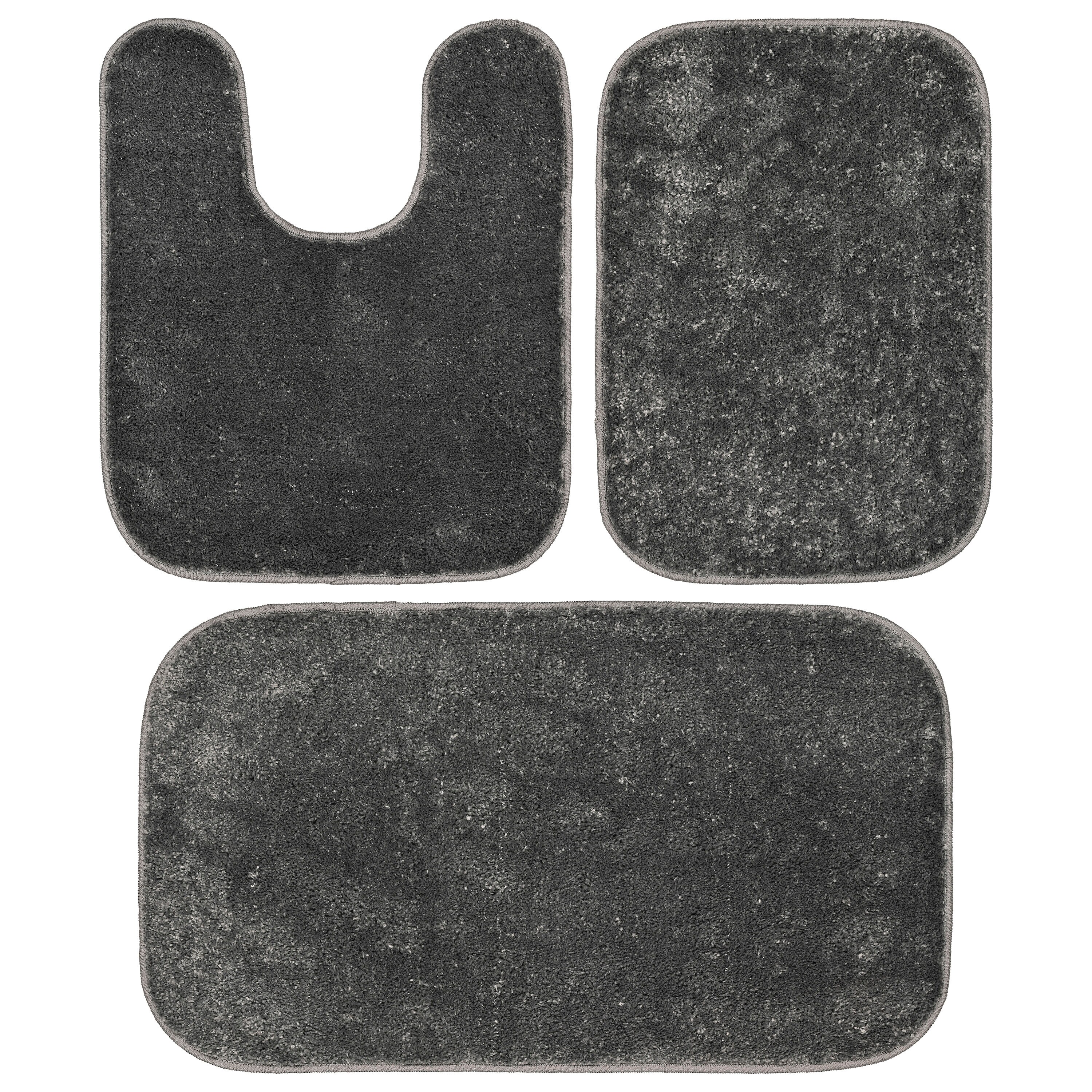 Garland Gramercy Cinder Gray 3-Piece Washable Bathroom Rug Set