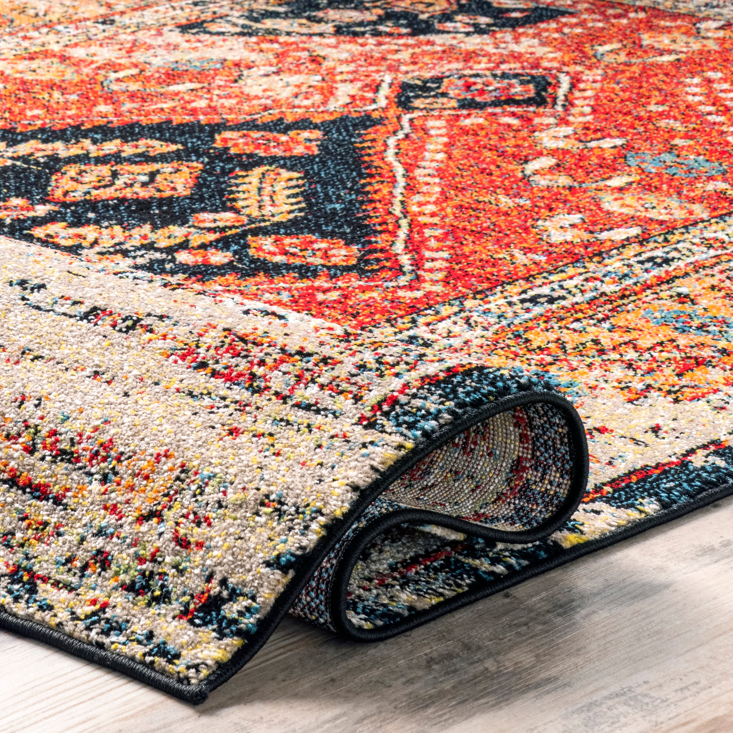 Multicolor Floral Synthetic 4' x 6' Area Rug