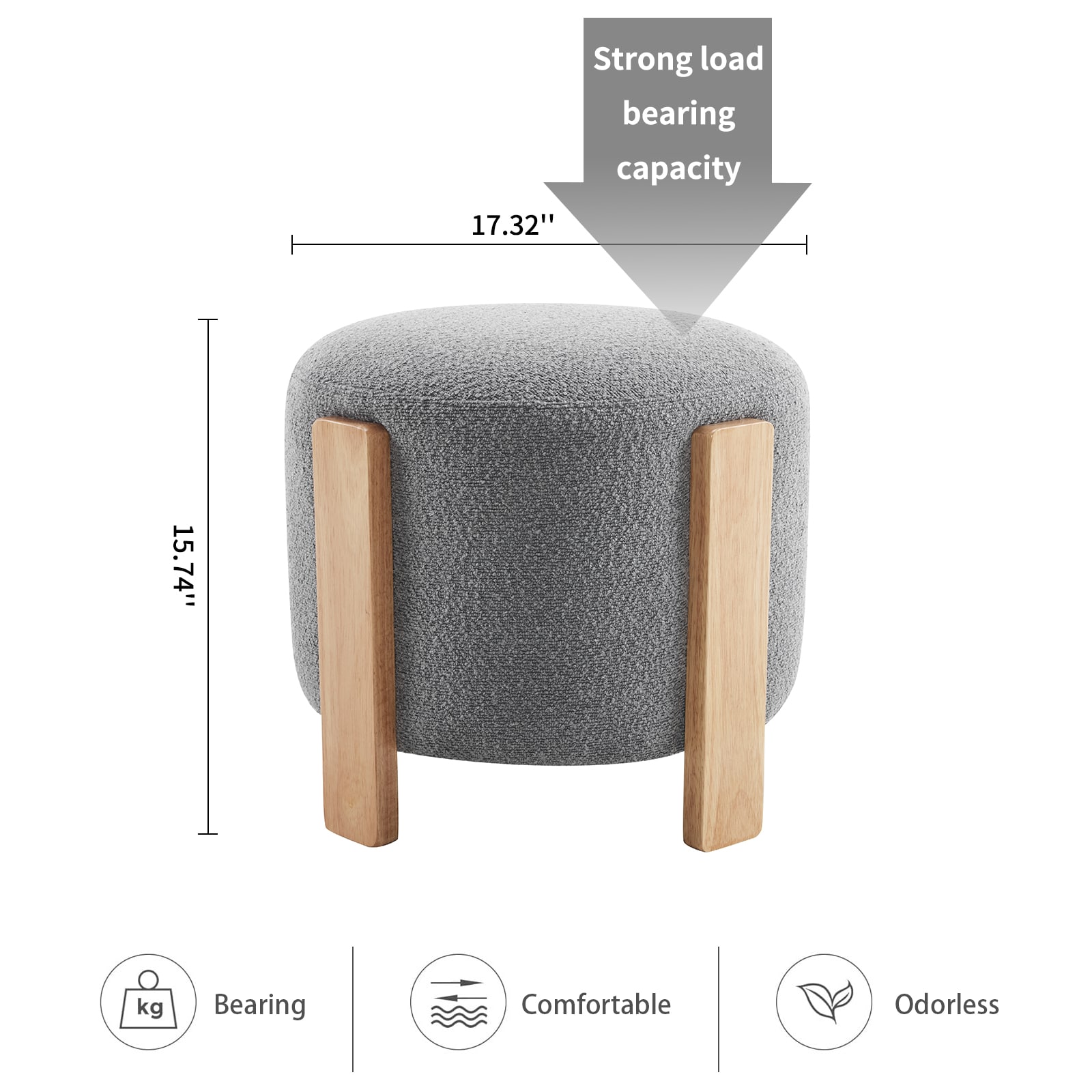 BWE A-9STOOL-02-GY Indoor-Ottomans - View #6