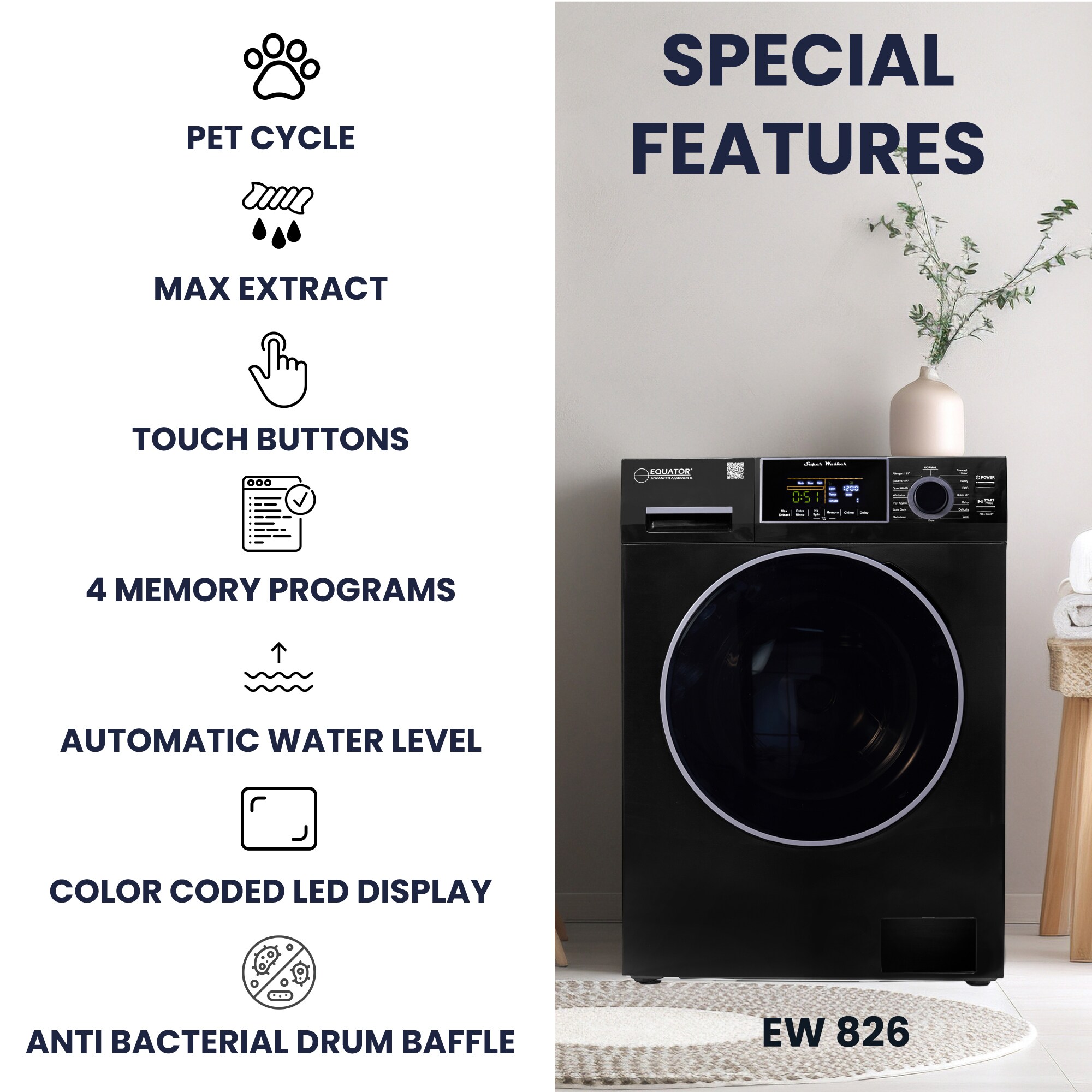 Equator Advanced Appliances EW 826 + ED 852 S Combo-Washer-And-Dryer - View #11